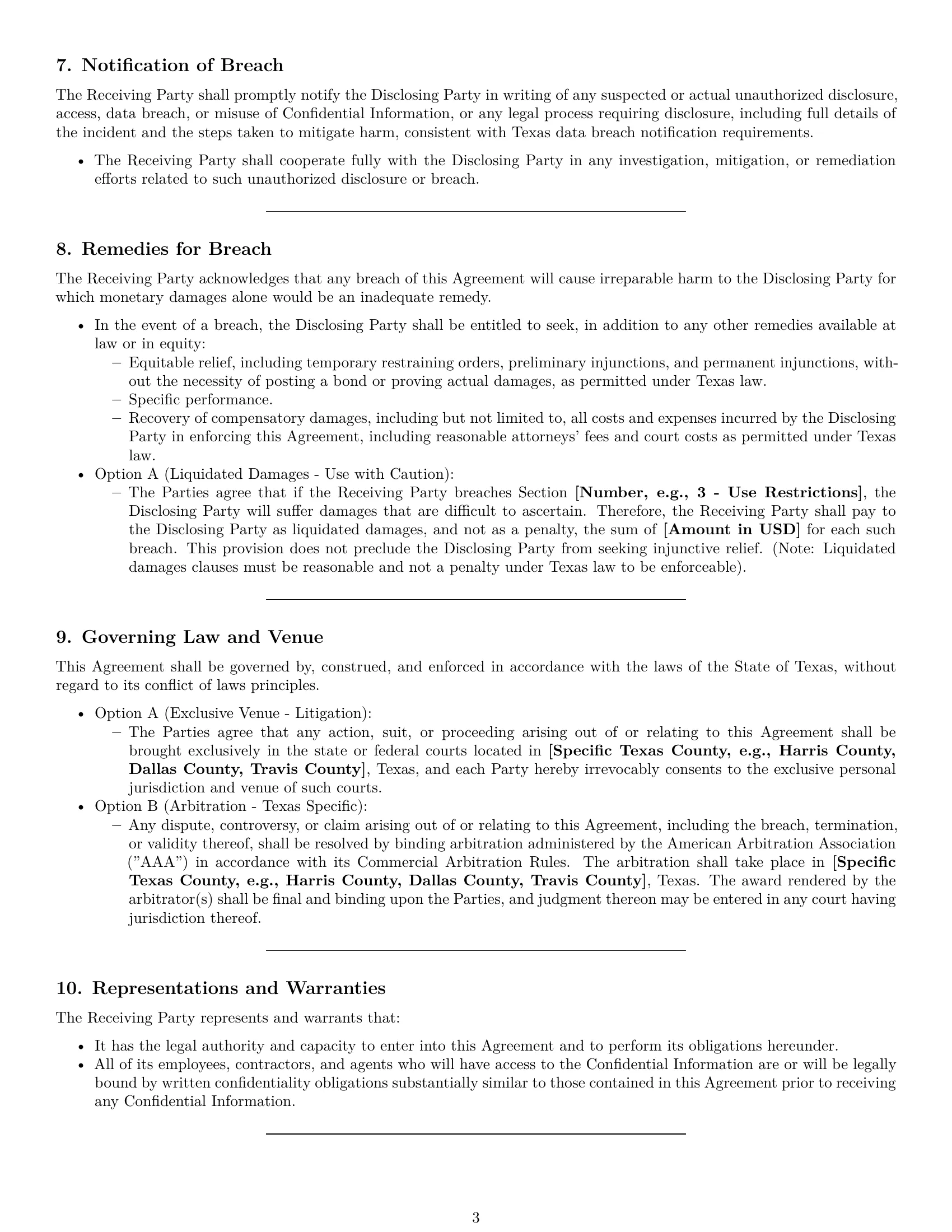 Preview page 3 of Pro Texas supplier nda template