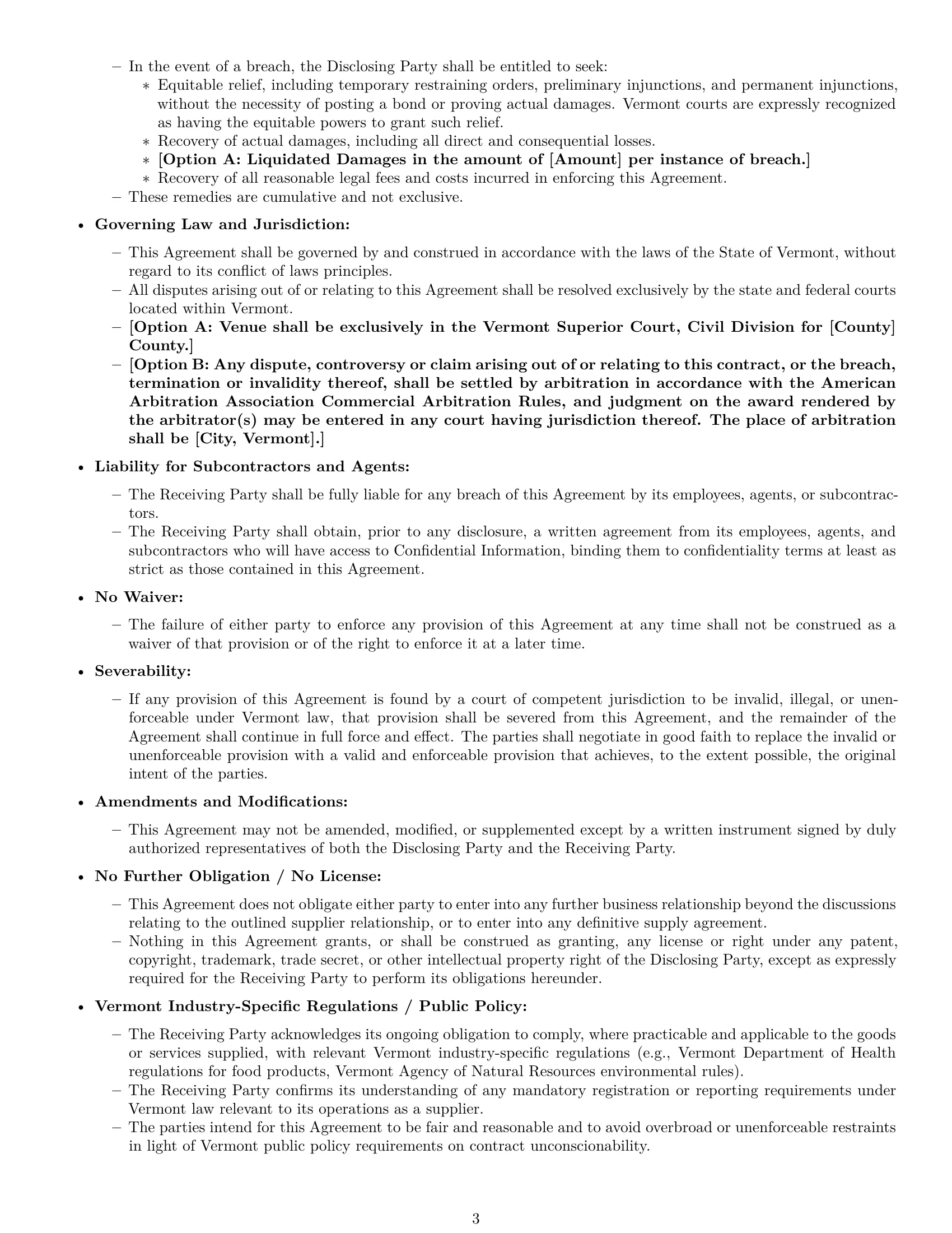Preview page 3 of Pro Vermont supplier nda template