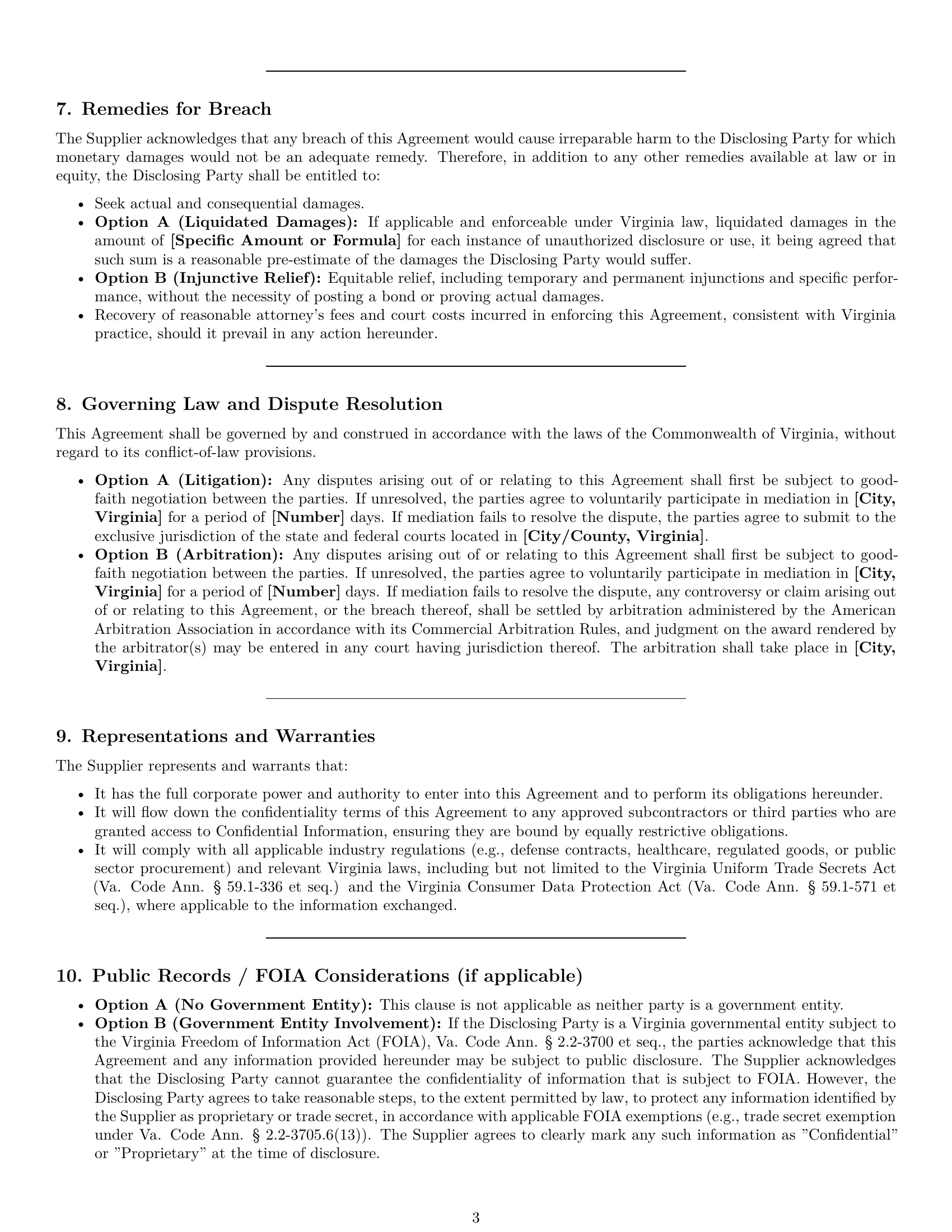Preview page 3 of Pro Virginia supplier nda template