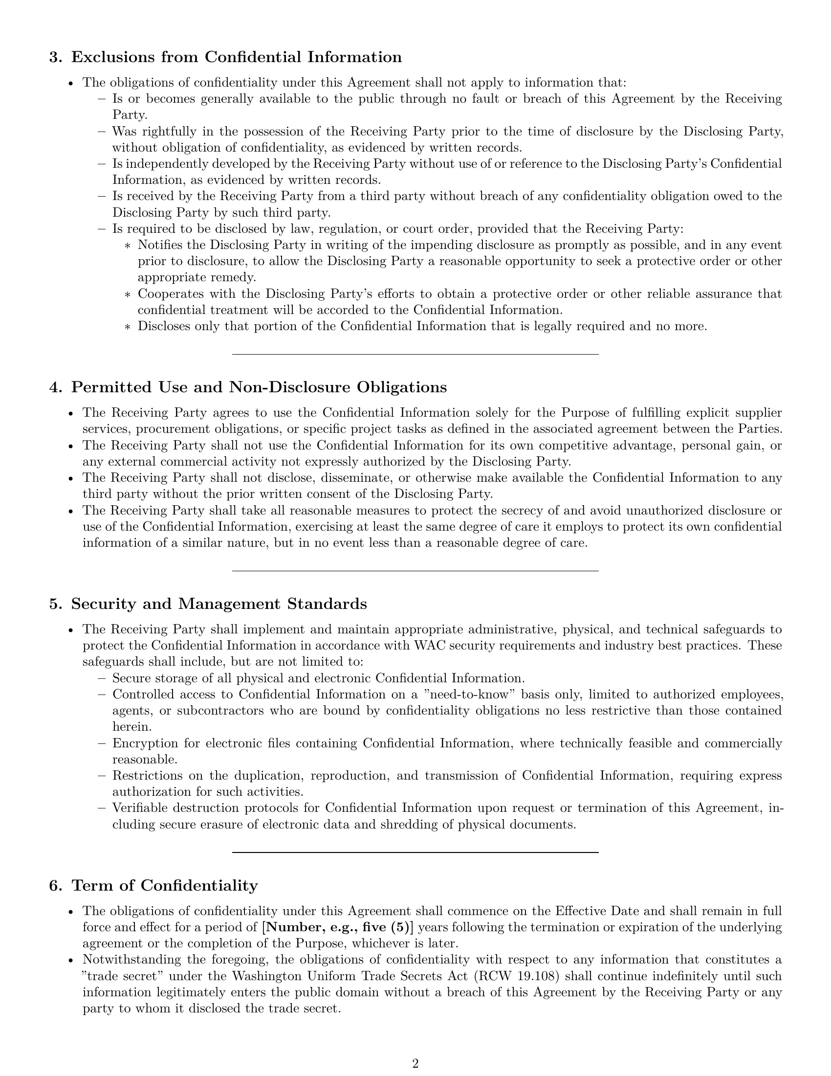 Preview page 2 of Pro Washington supplier nda template