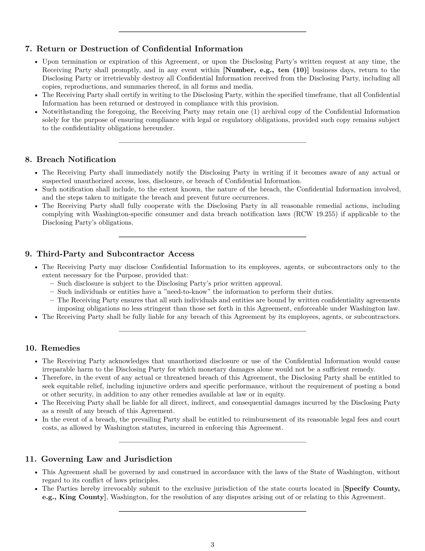Preview page 3 of Pro Washington supplier nda template