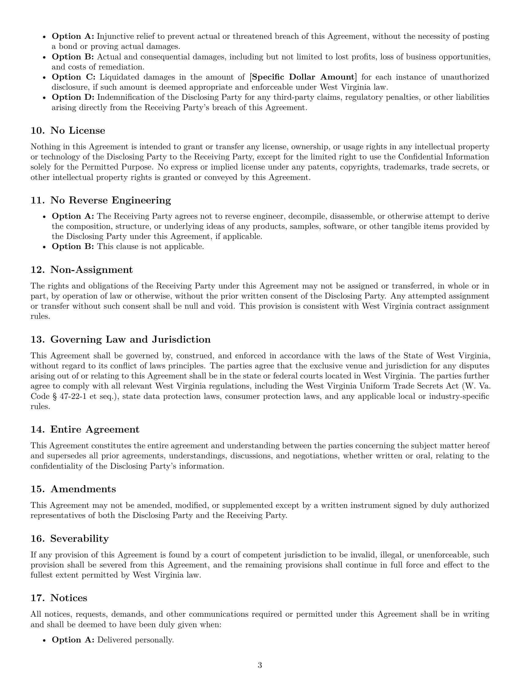 Preview page 3 of Pro West Virginia supplier nda template