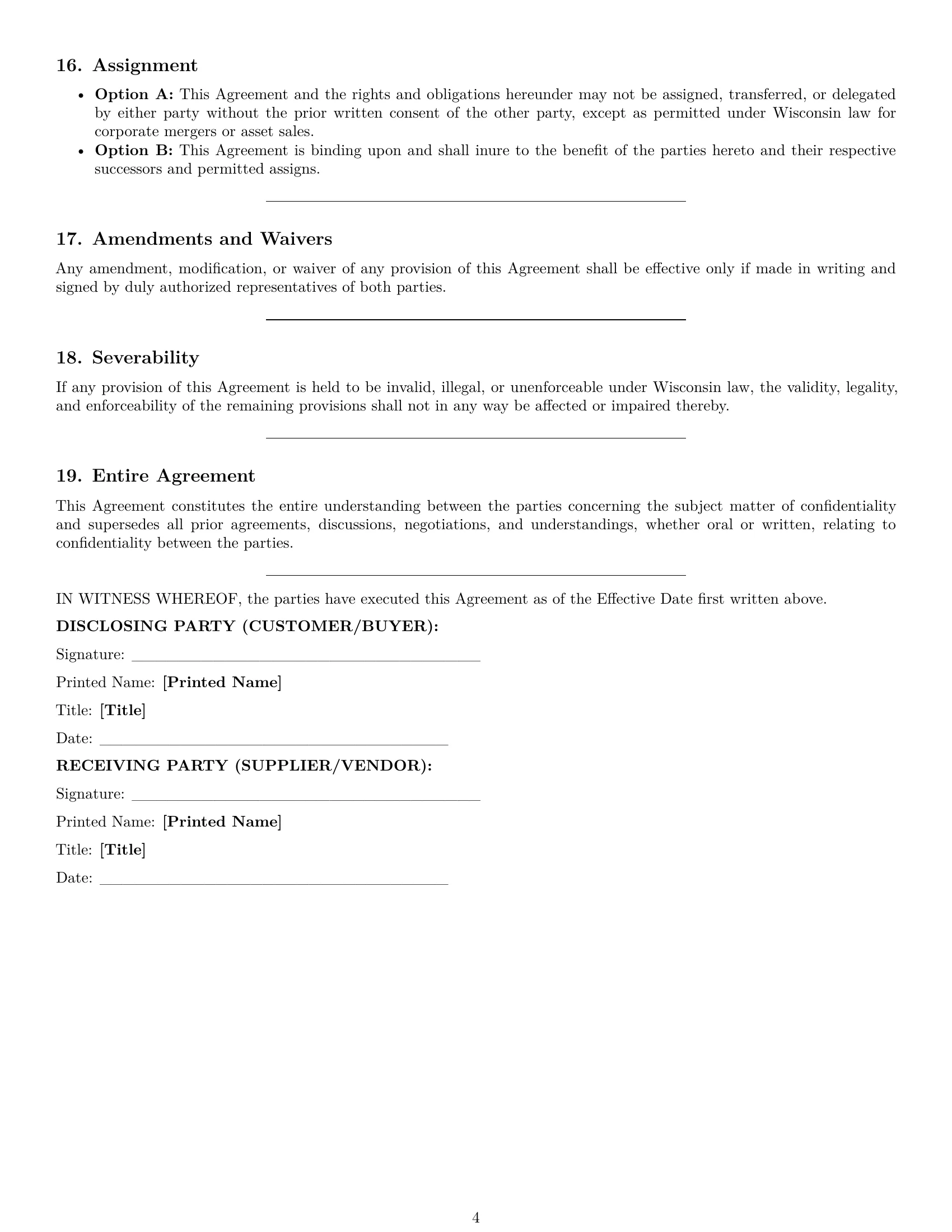 Preview page 4 of Pro Wisconsin supplier nda template