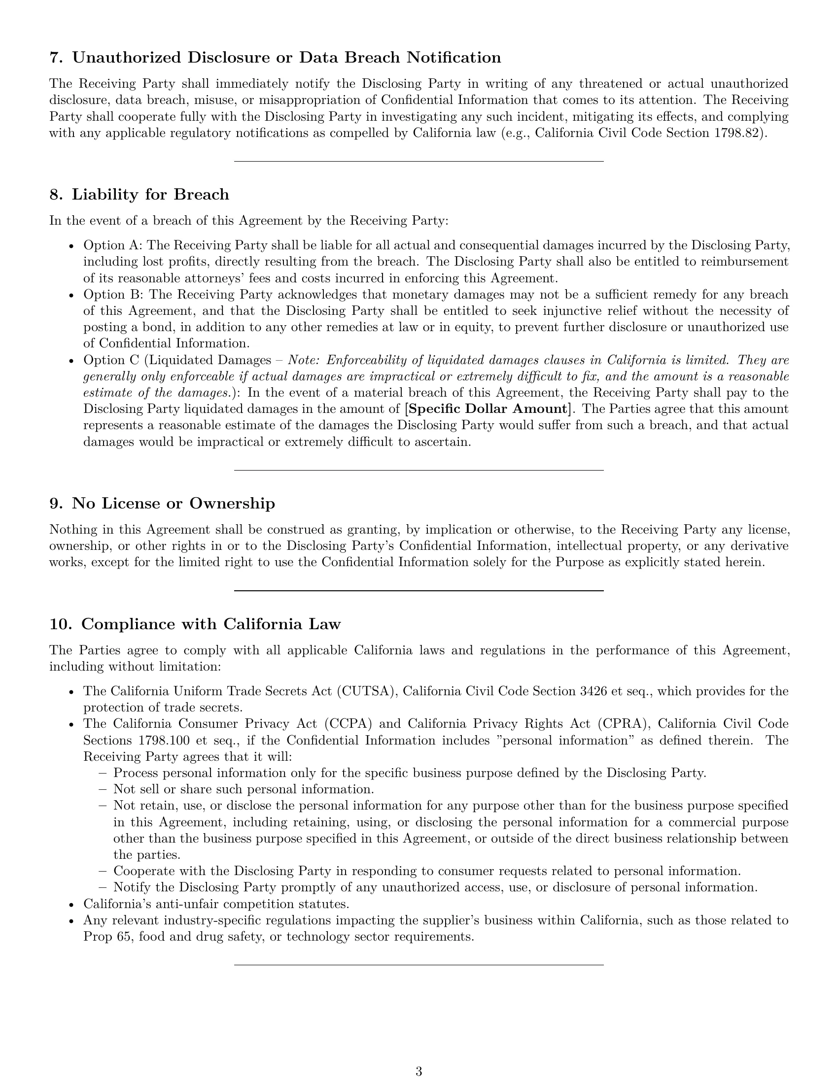Preview page 3 of Pro California supplier nda template