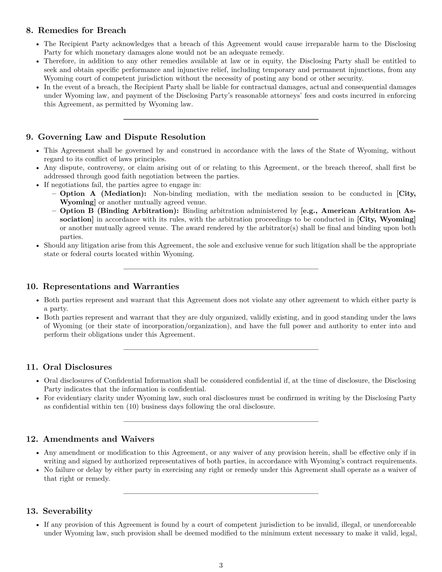 Preview page 3 of Pro Wyoming supplier nda template