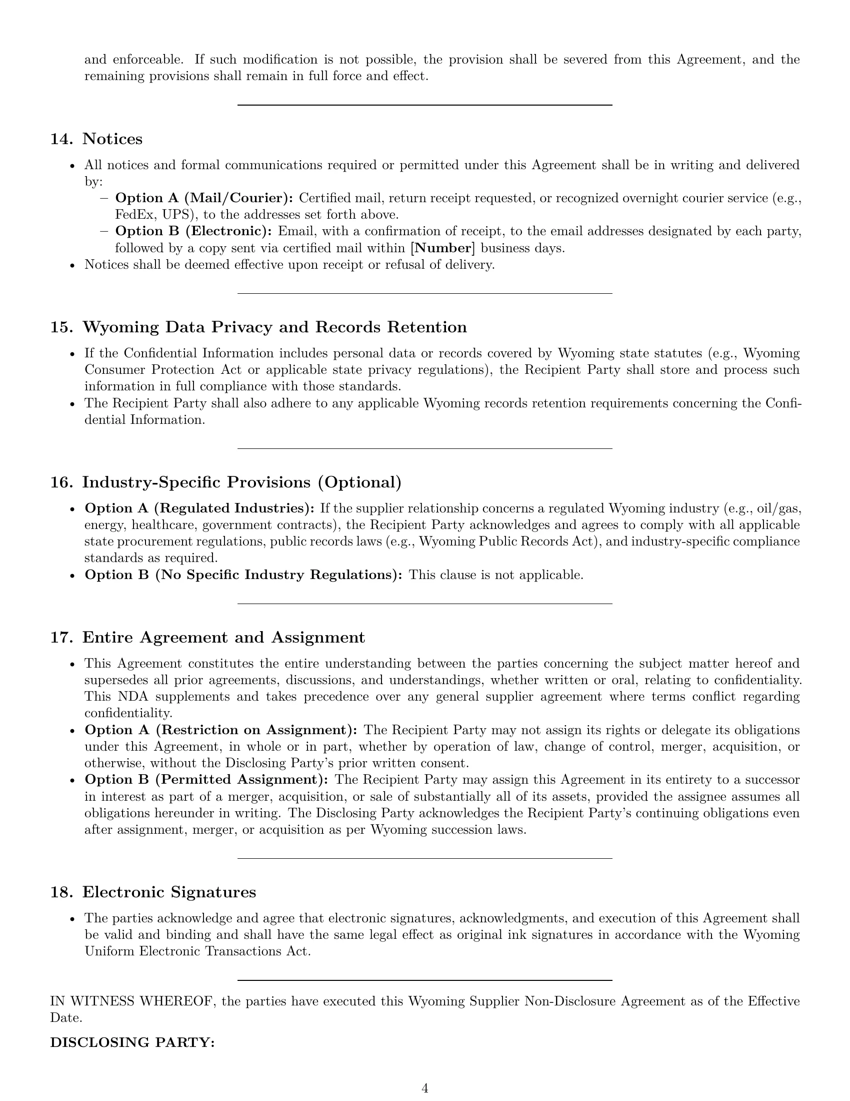 Preview page 4 of Pro Wyoming supplier nda template