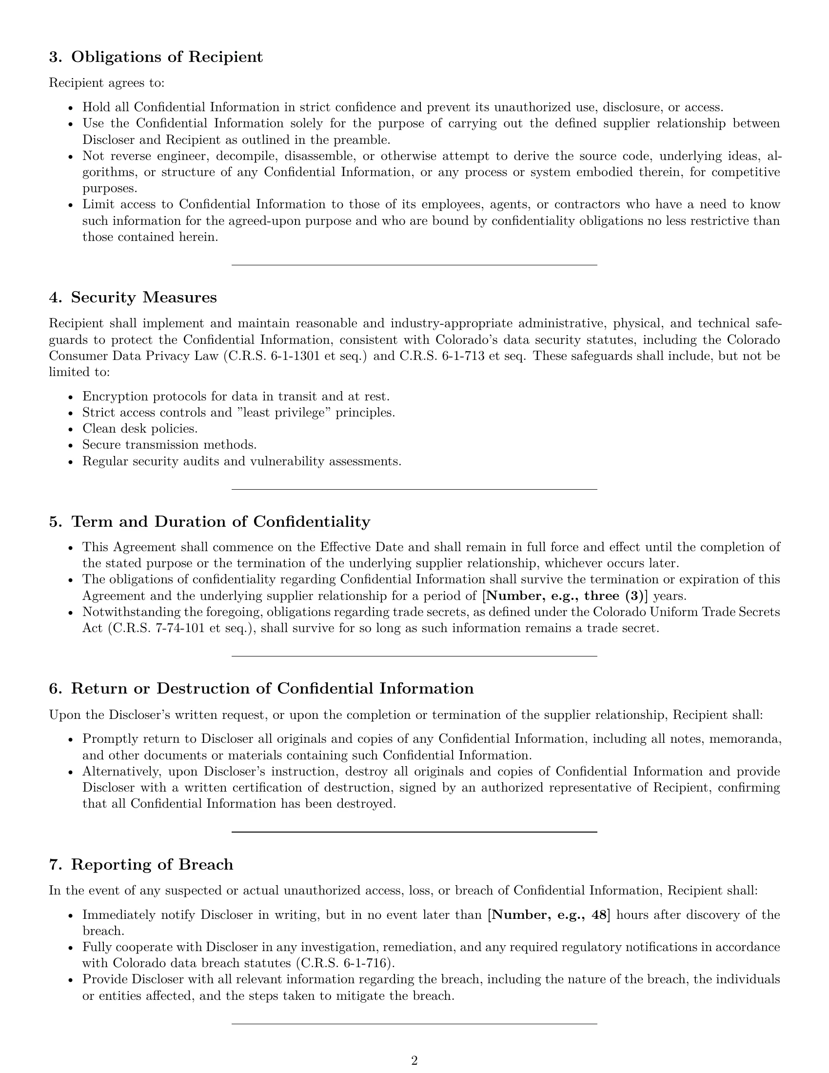 Preview page 2 of Pro Colorado supplier nda template