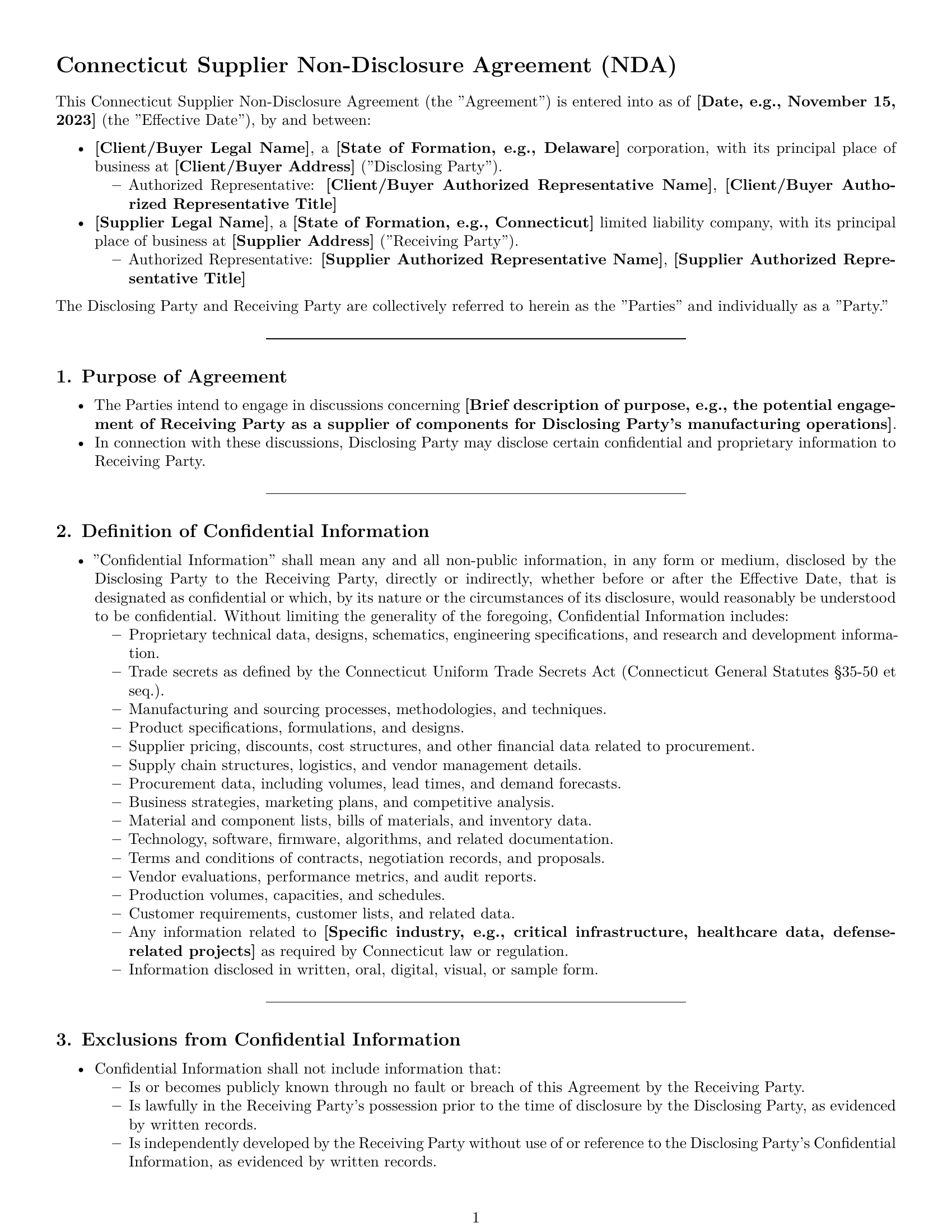 Preview page 1 of Pro Connecticut supplier nda template
