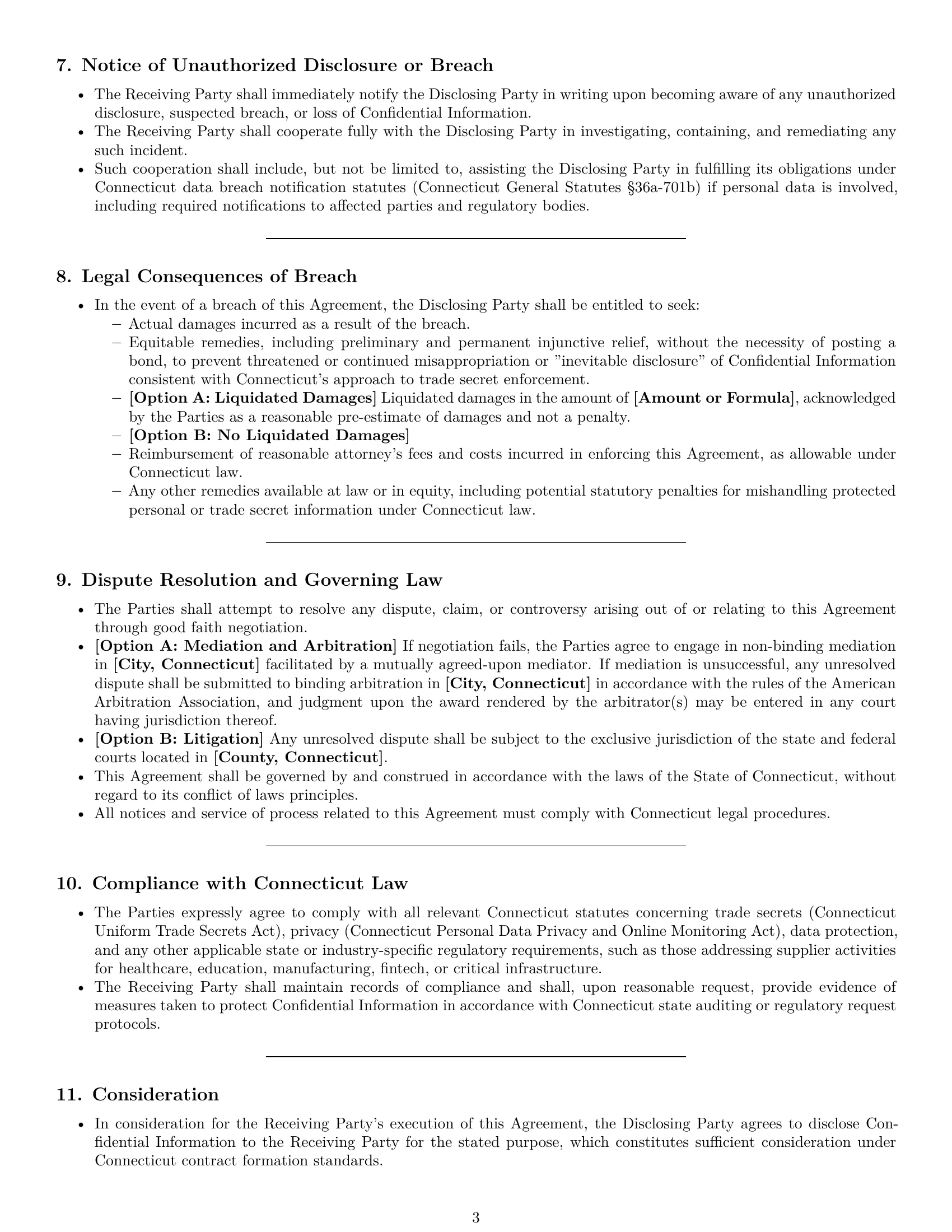 Preview page 3 of Pro Connecticut supplier nda template