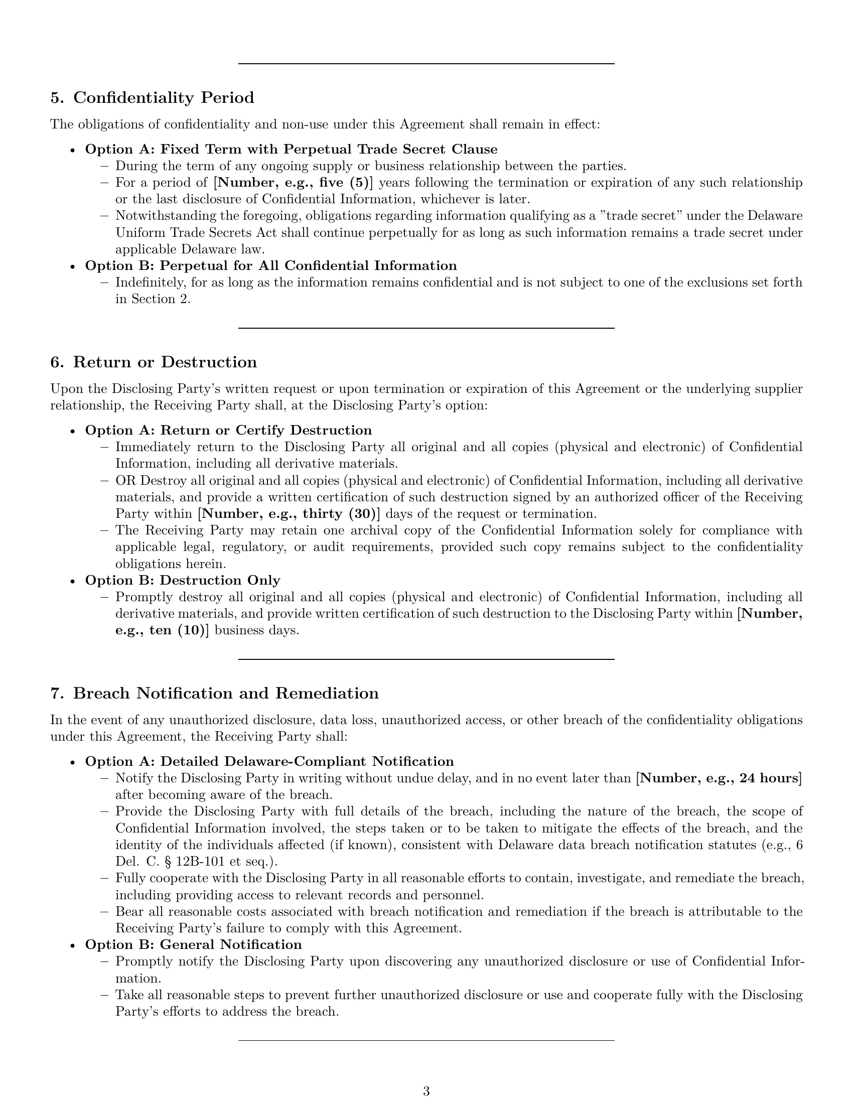 Preview page 3 of Pro Delaware supplier nda template
