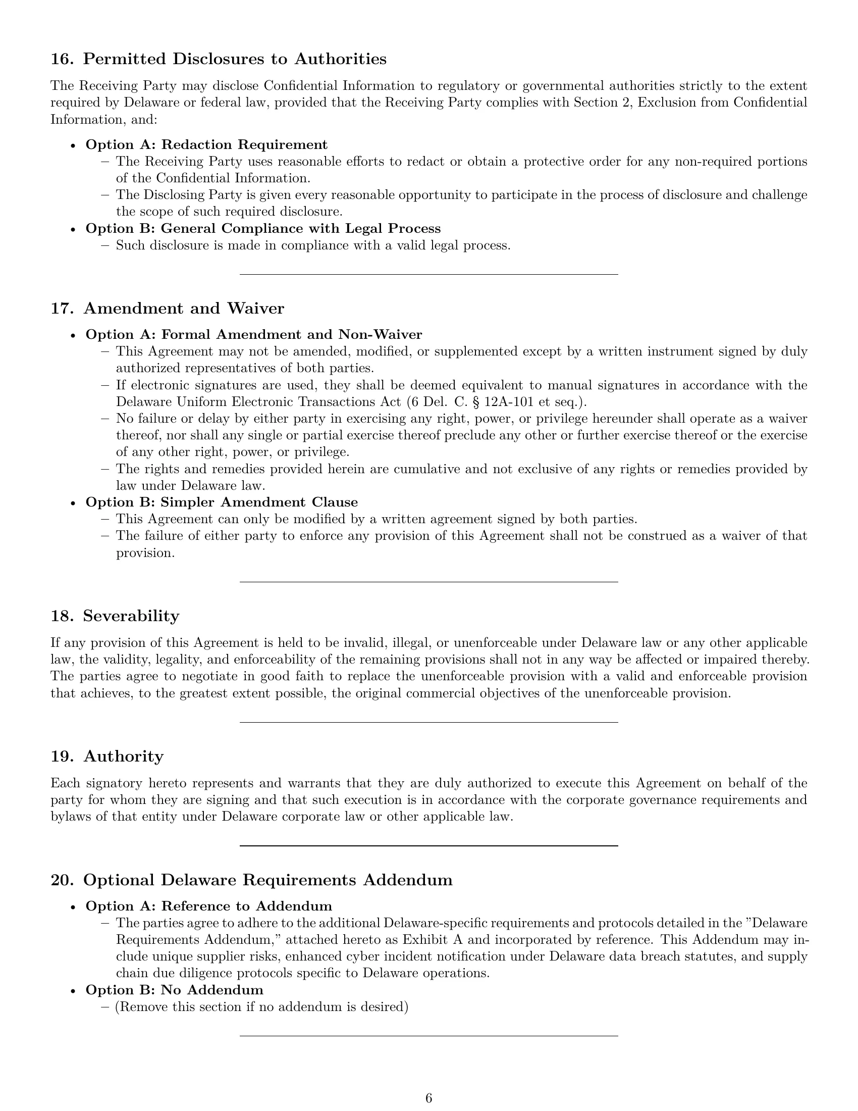 Preview page 6 of Pro Delaware supplier nda template