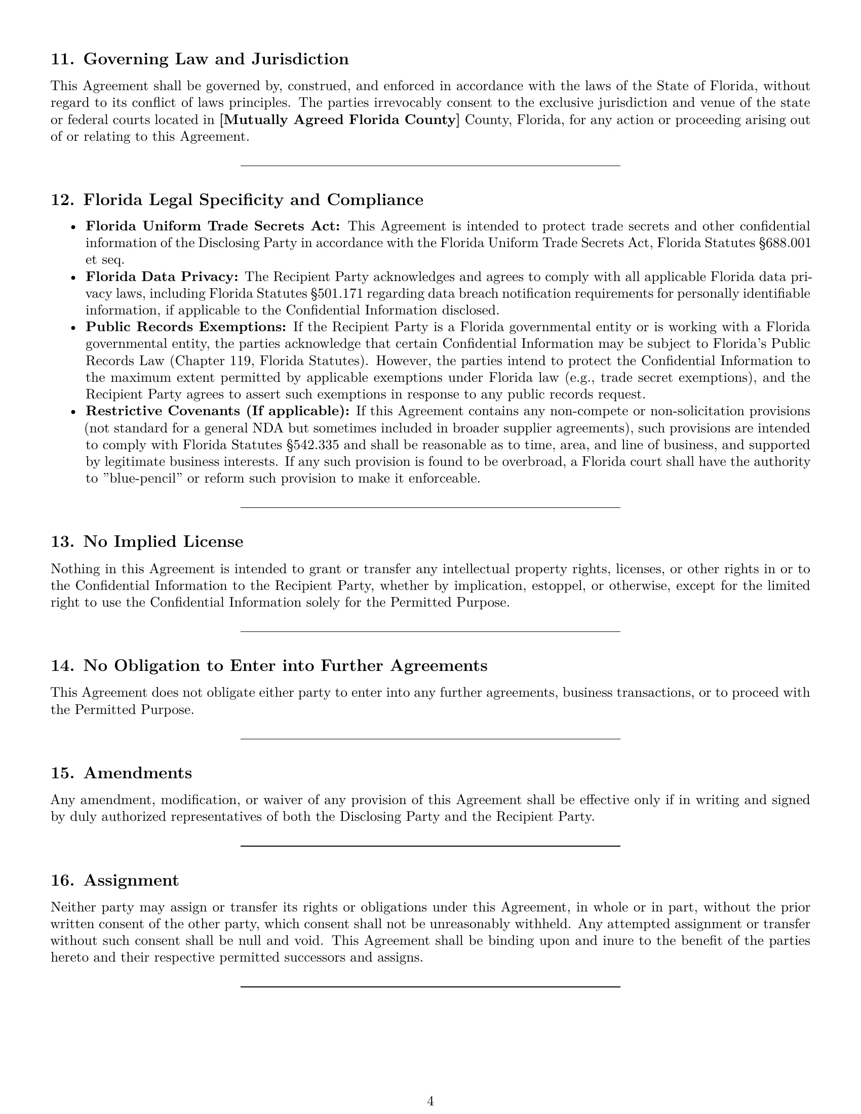 Preview page 4 of Pro Florida supplier nda template