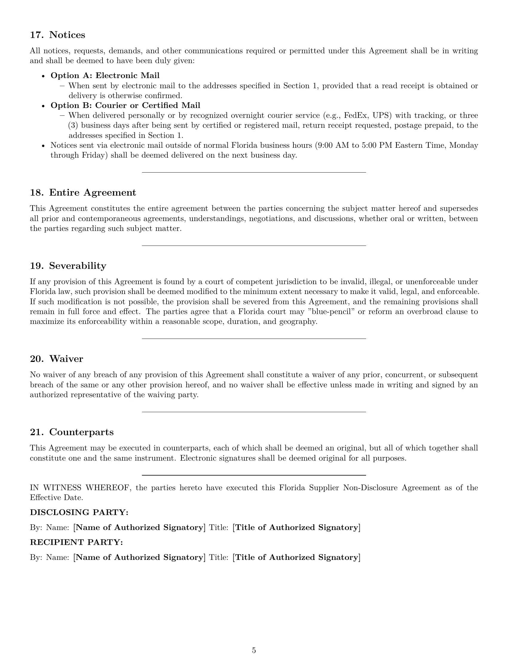Preview page 5 of Pro Florida supplier nda template
