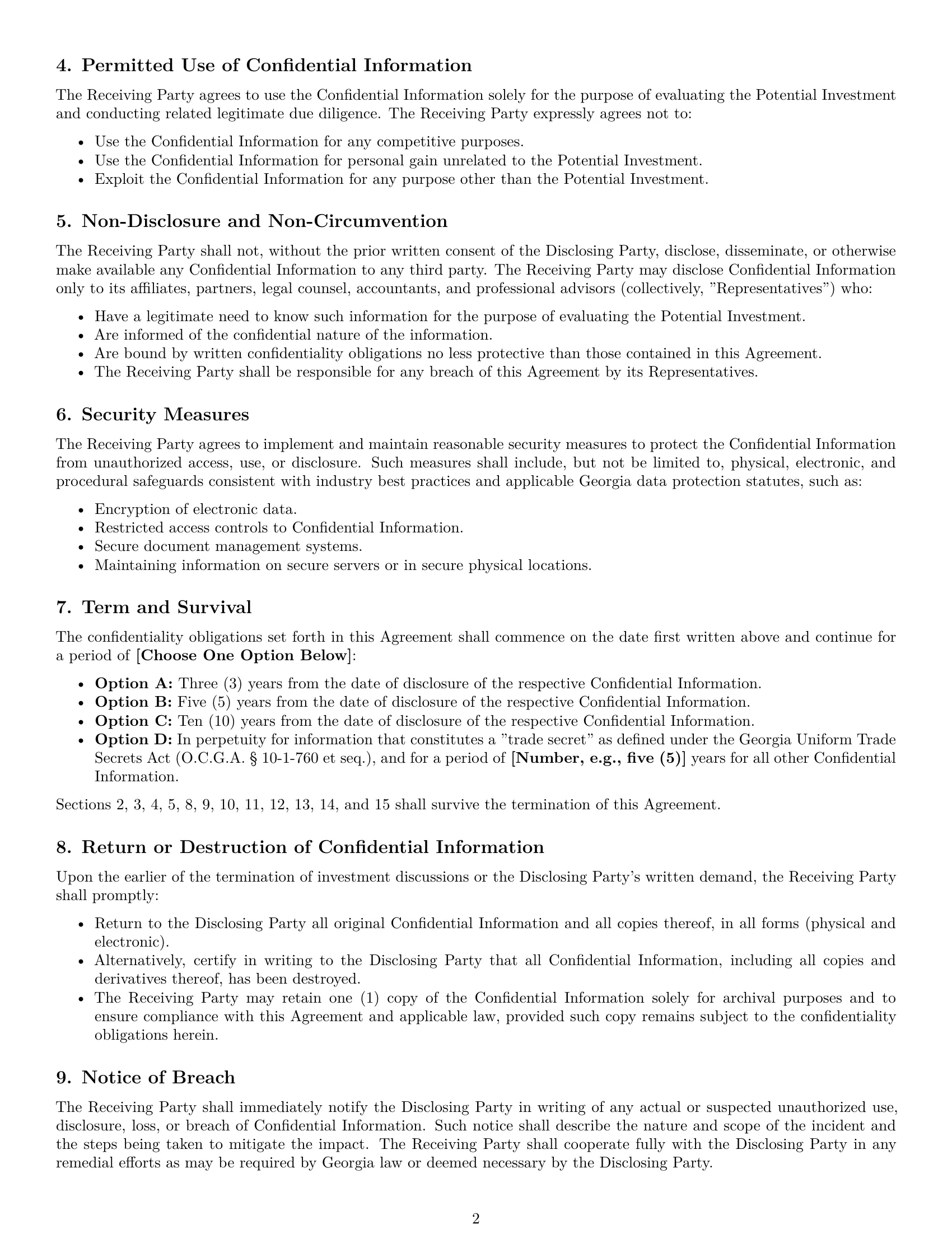Preview page 2 of Pro Georgia investor nda template