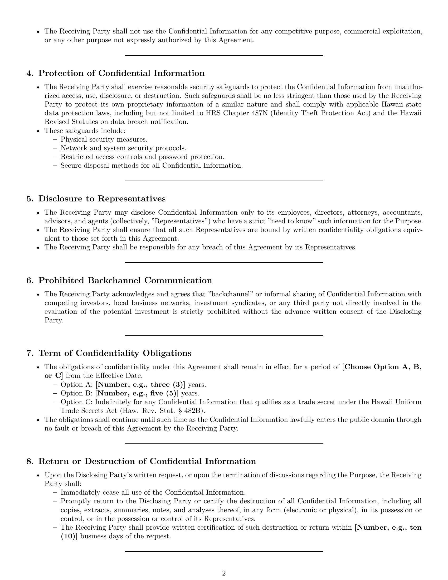 Preview page 2 of Pro Hawaii investor nda template