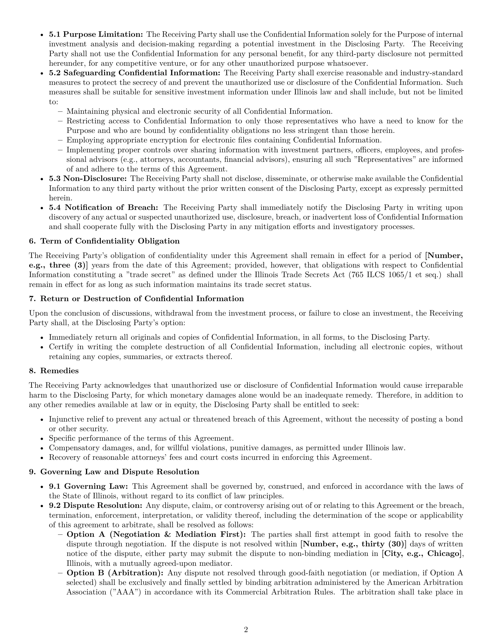 Preview page 2 of Pro Illinois investor nda template