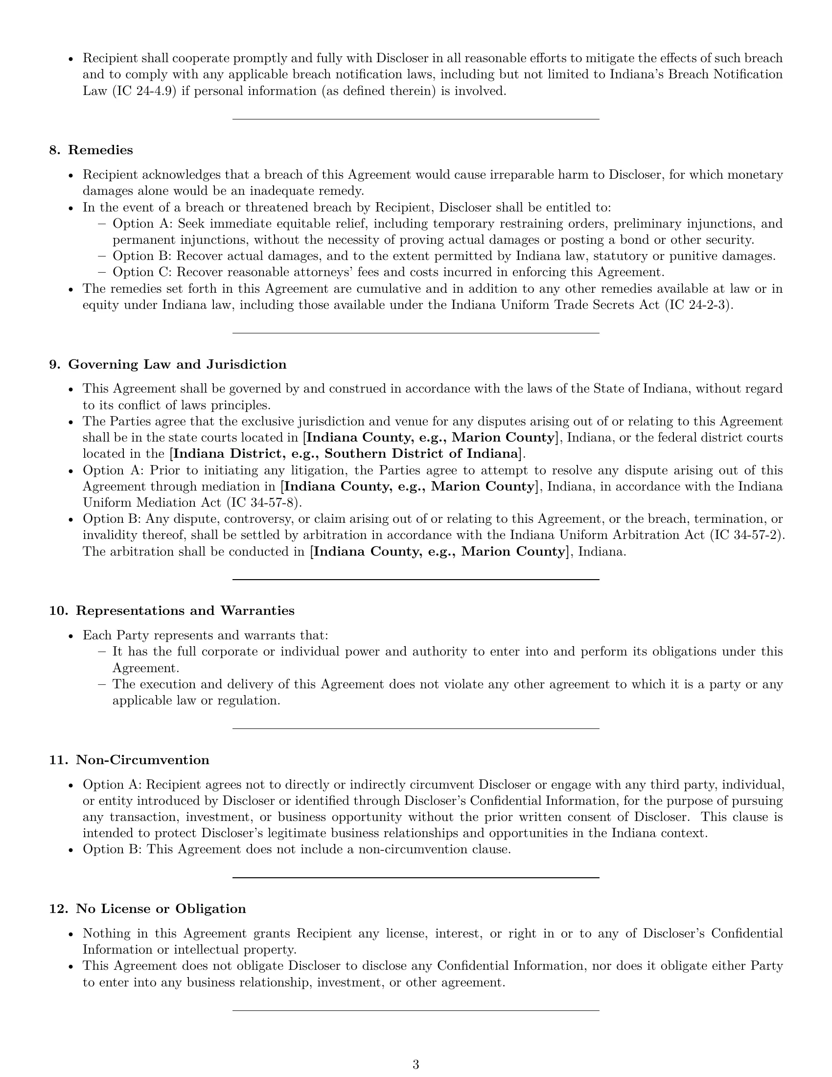 Preview page 3 of Pro Indiana investor nda template