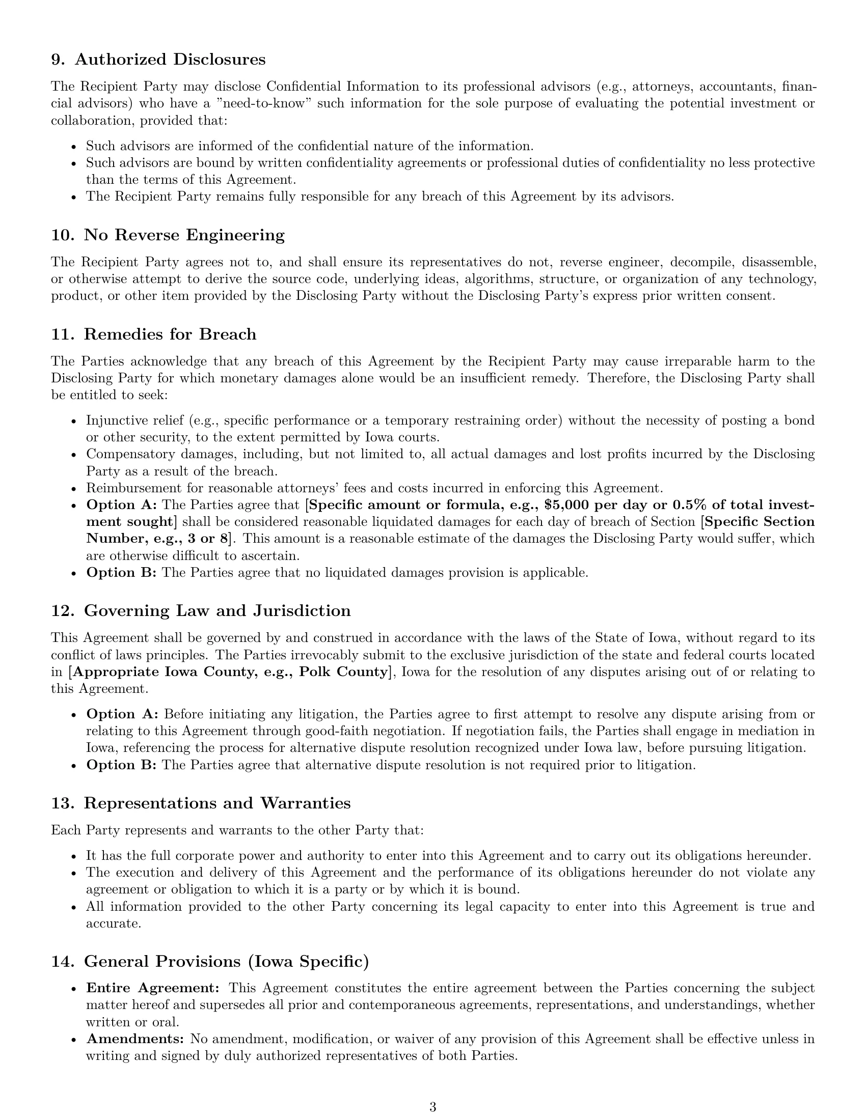 Preview page 3 of Pro Iowa investor nda template