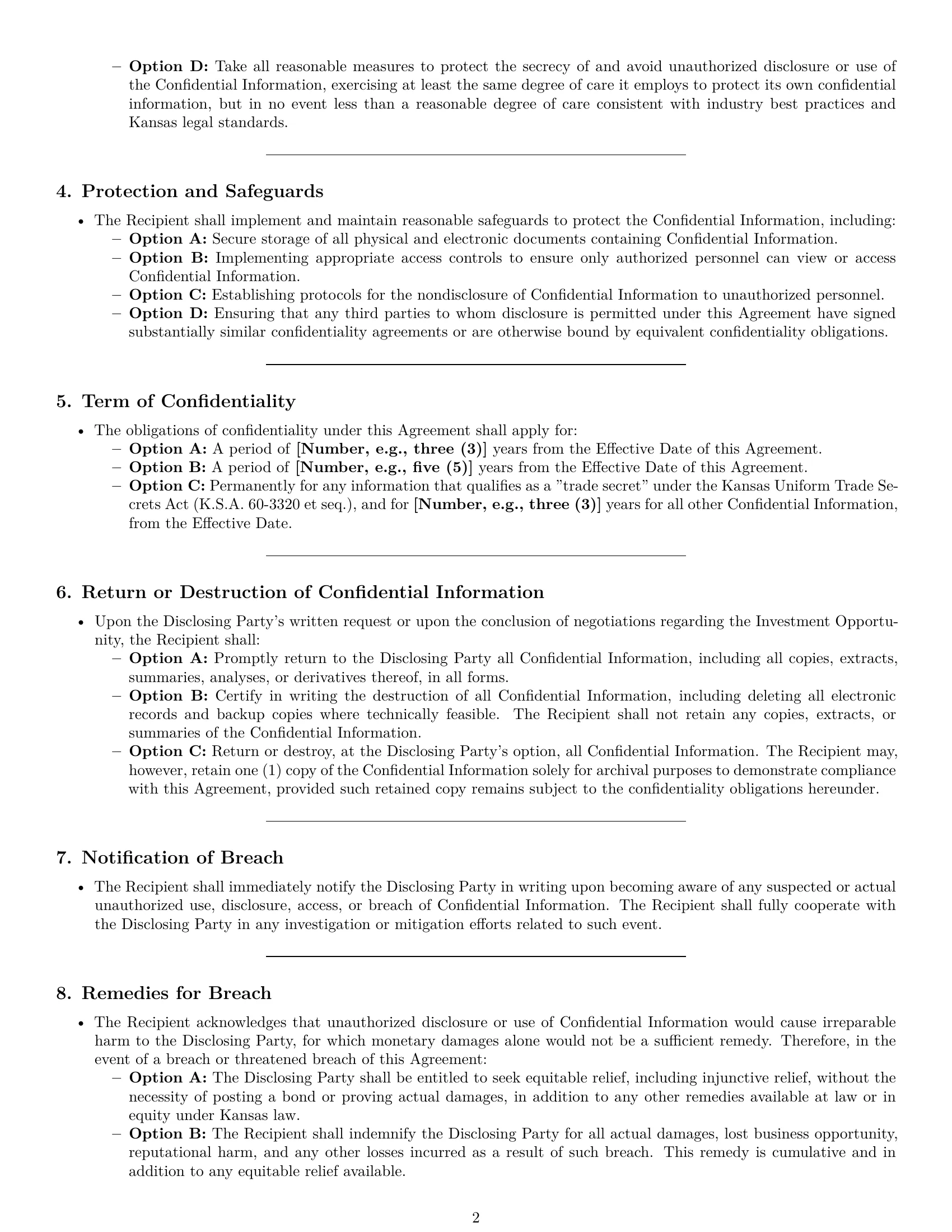 Preview page 2 of Pro Kansas investor nda template