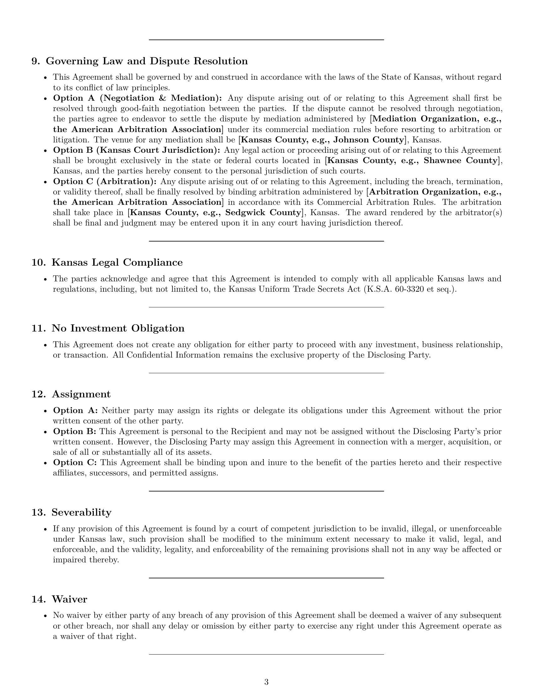 Preview page 3 of Pro Kansas investor nda template