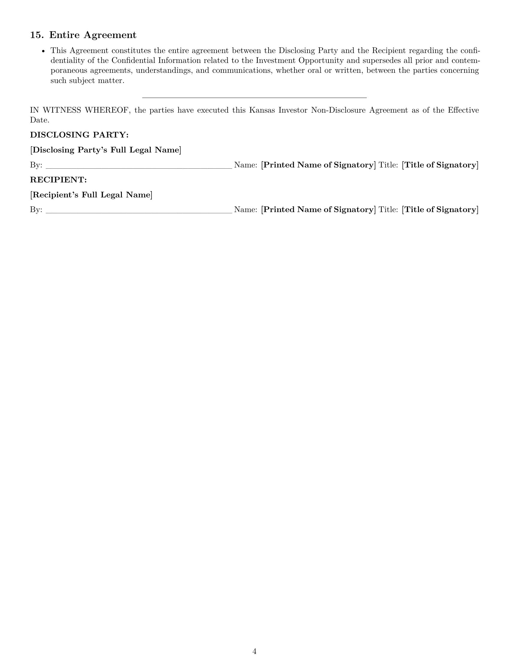Preview page 4 of Pro Kansas investor nda template