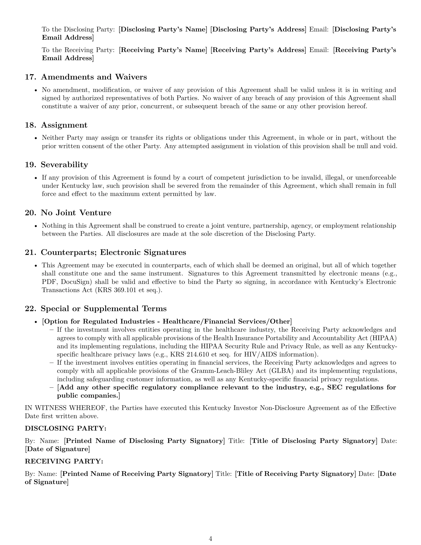 Preview page 4 of Pro Kentucky investor nda template