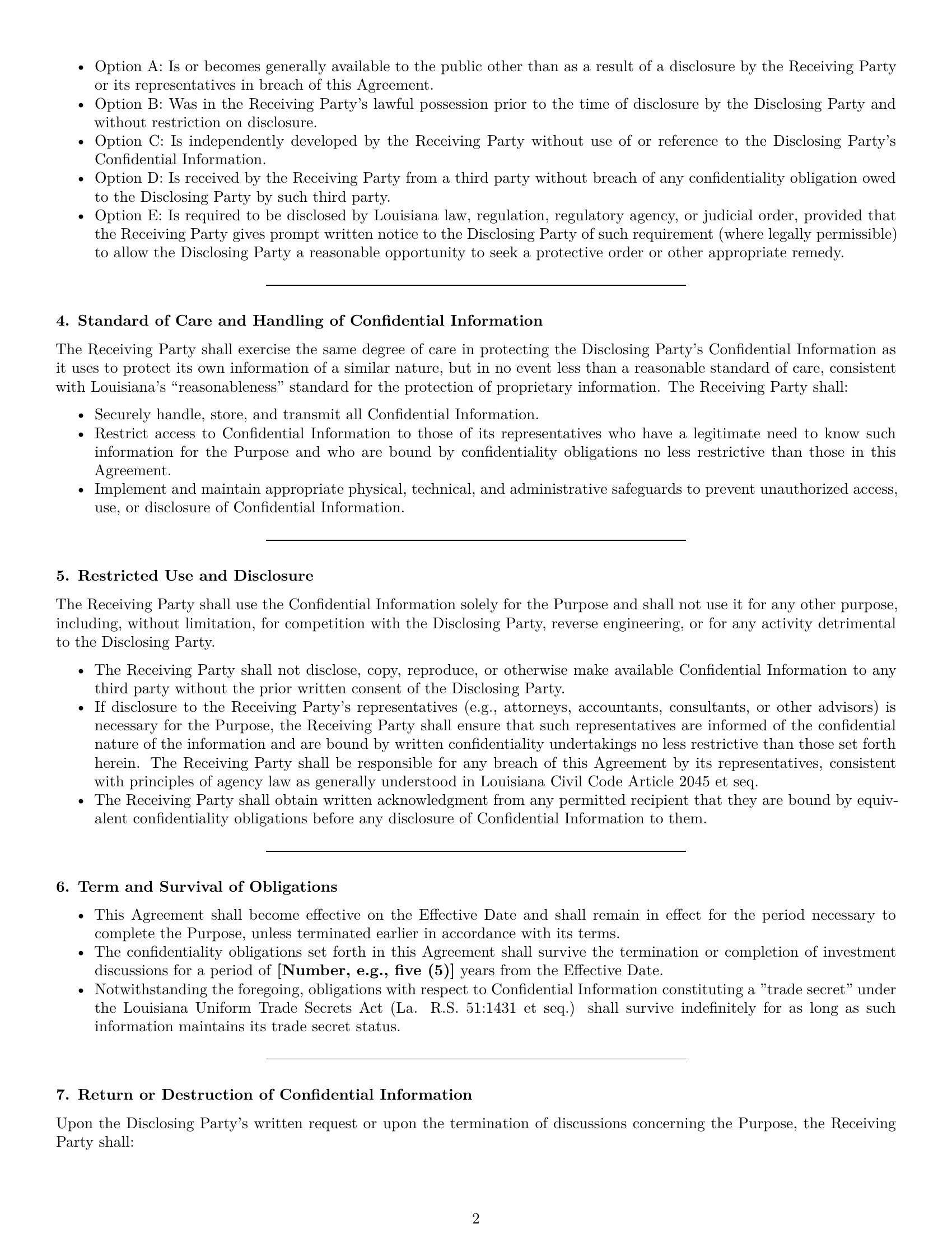 Preview page 2 of Pro Louisiana investor nda template