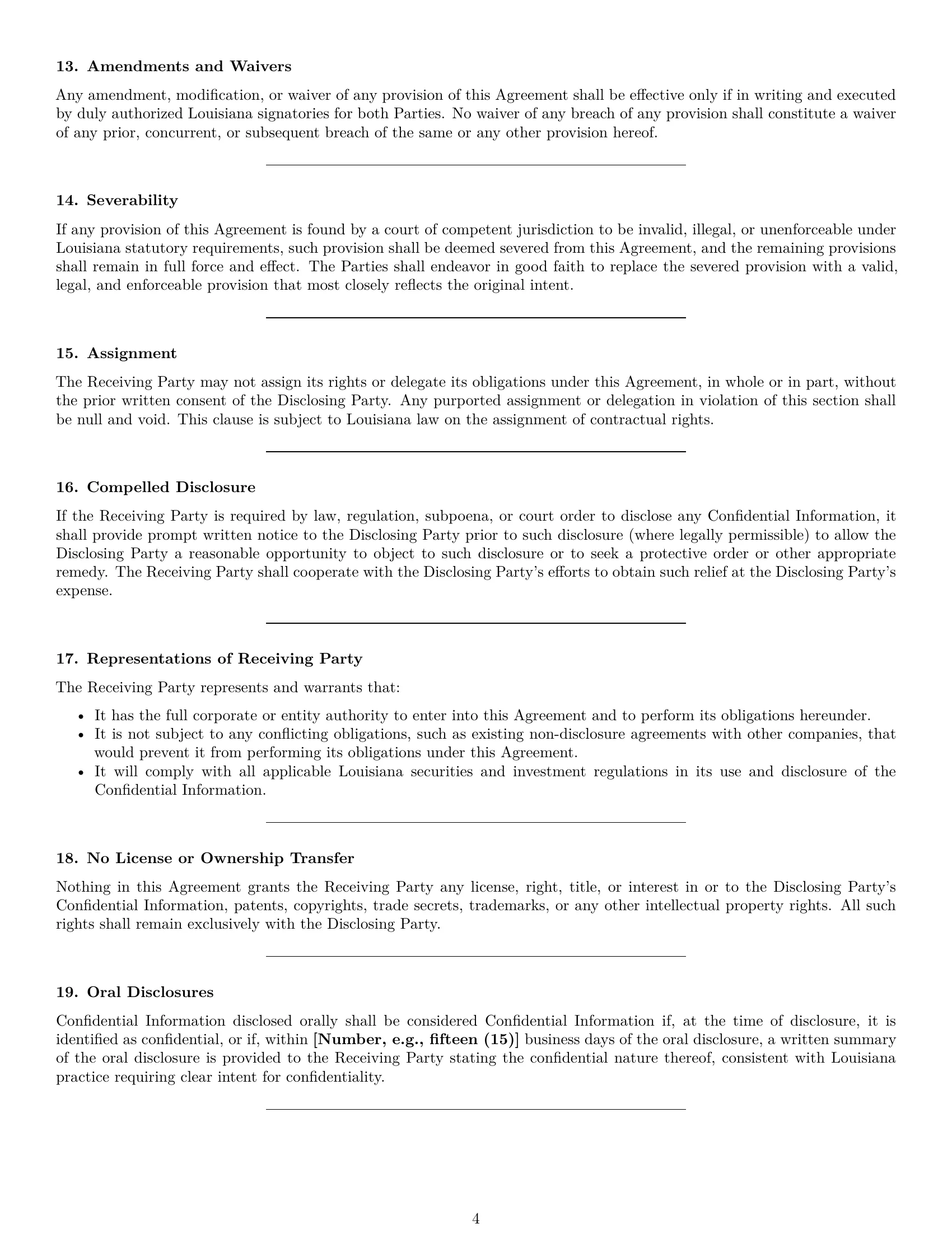 Preview page 4 of Pro Louisiana investor nda template