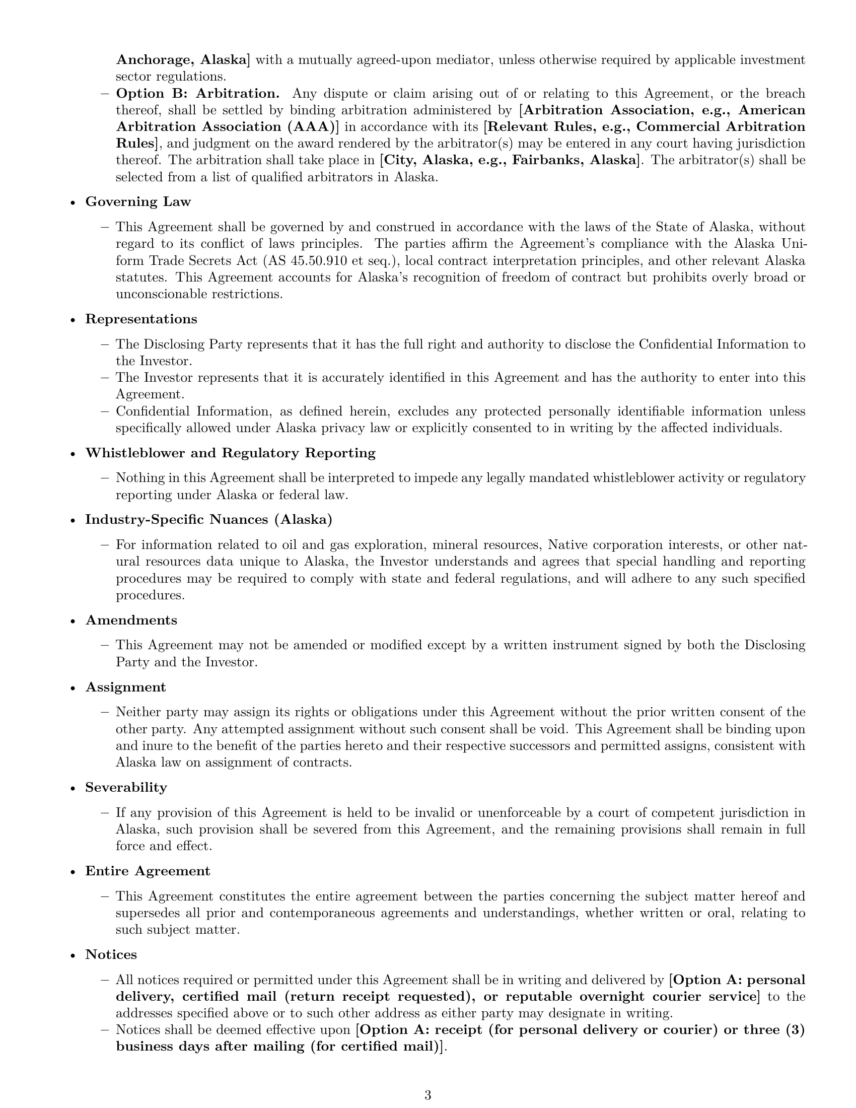 Preview page 3 of Pro Alaska investor nda template