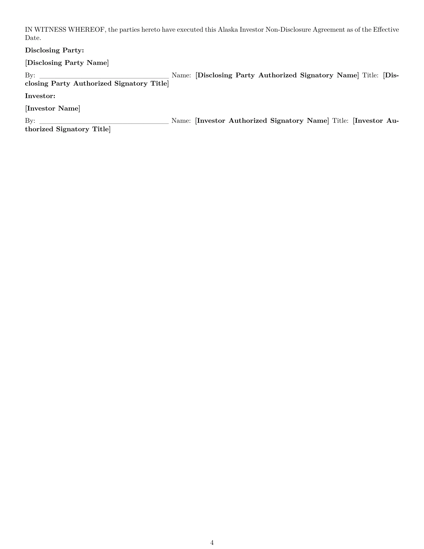 Preview page 4 of Pro Alaska investor nda template