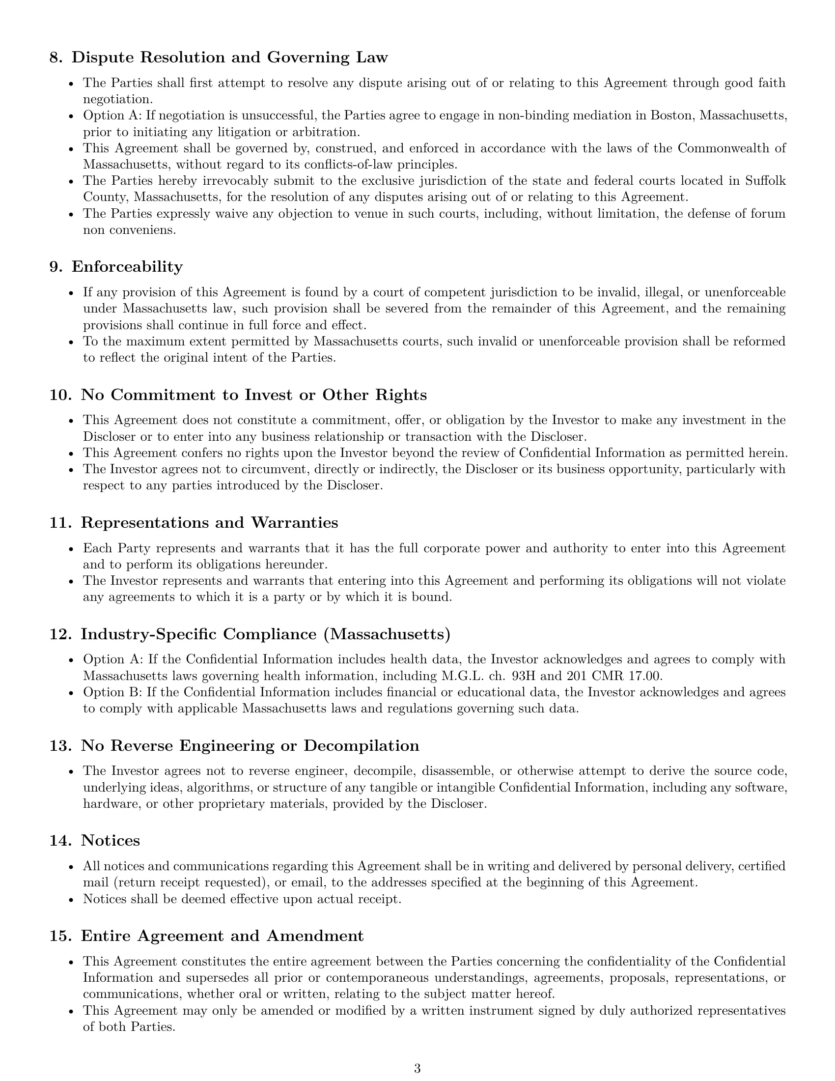 Preview page 3 of Pro Massachusetts investor nda template