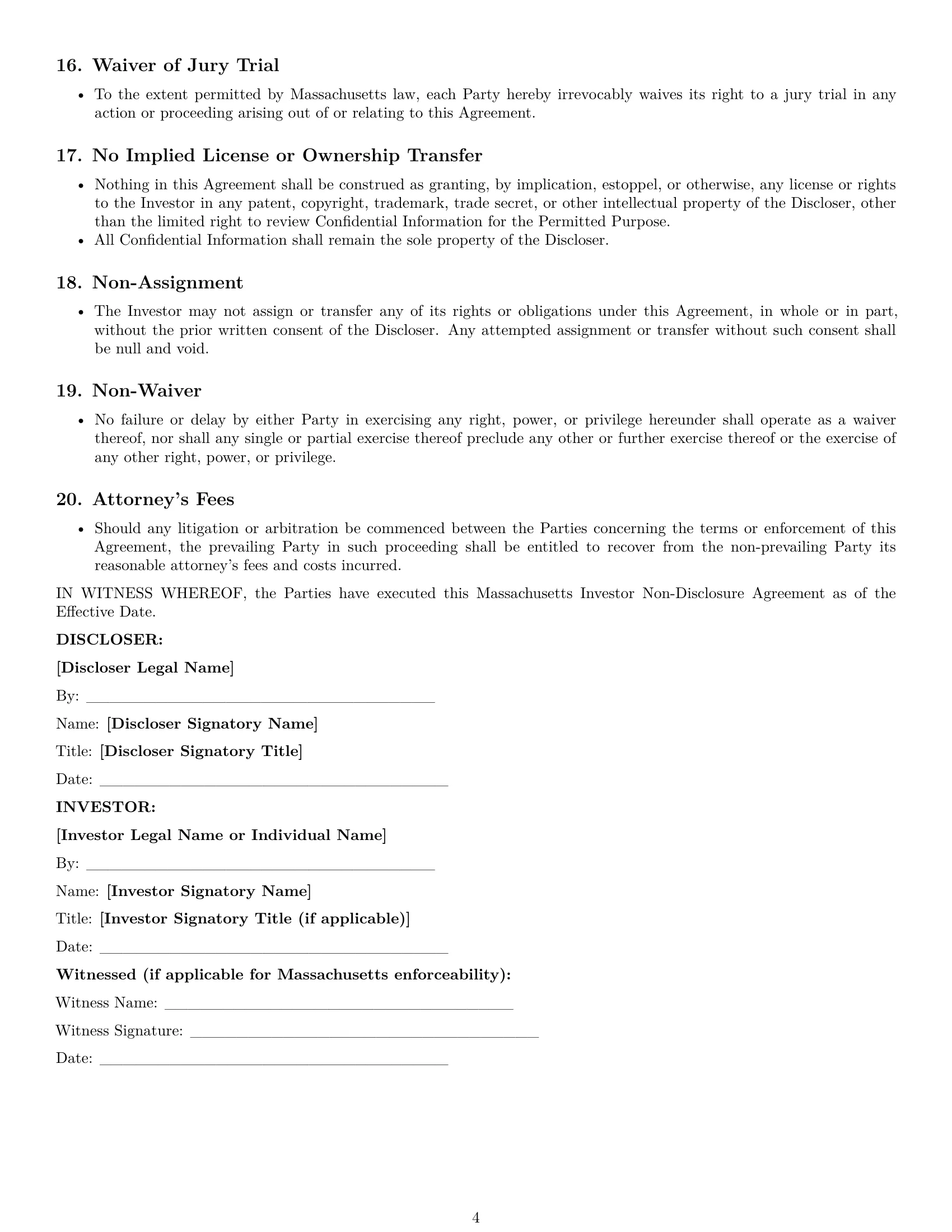 Preview page 4 of Pro Massachusetts investor nda template