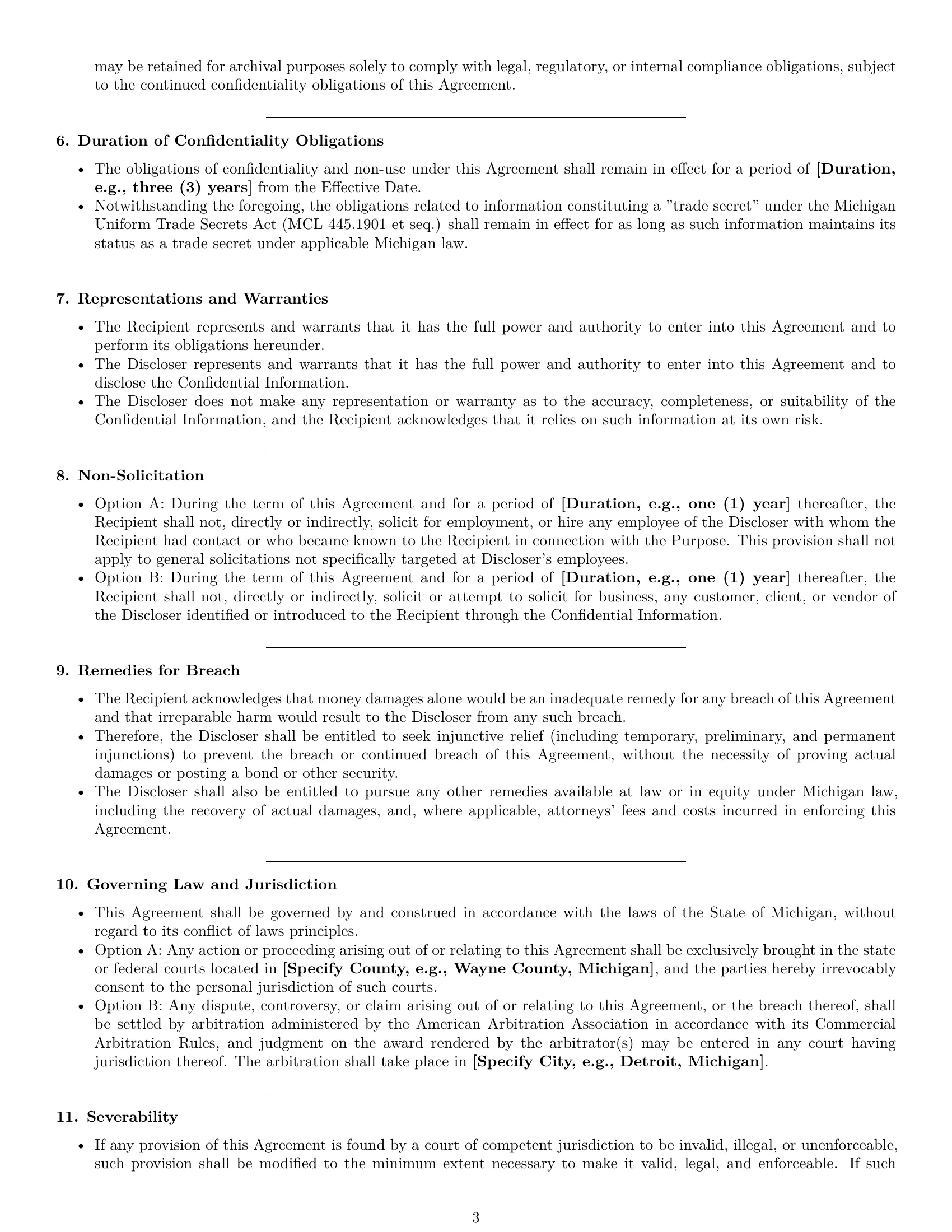 Preview page 3 of Pro Michigan investor nda template