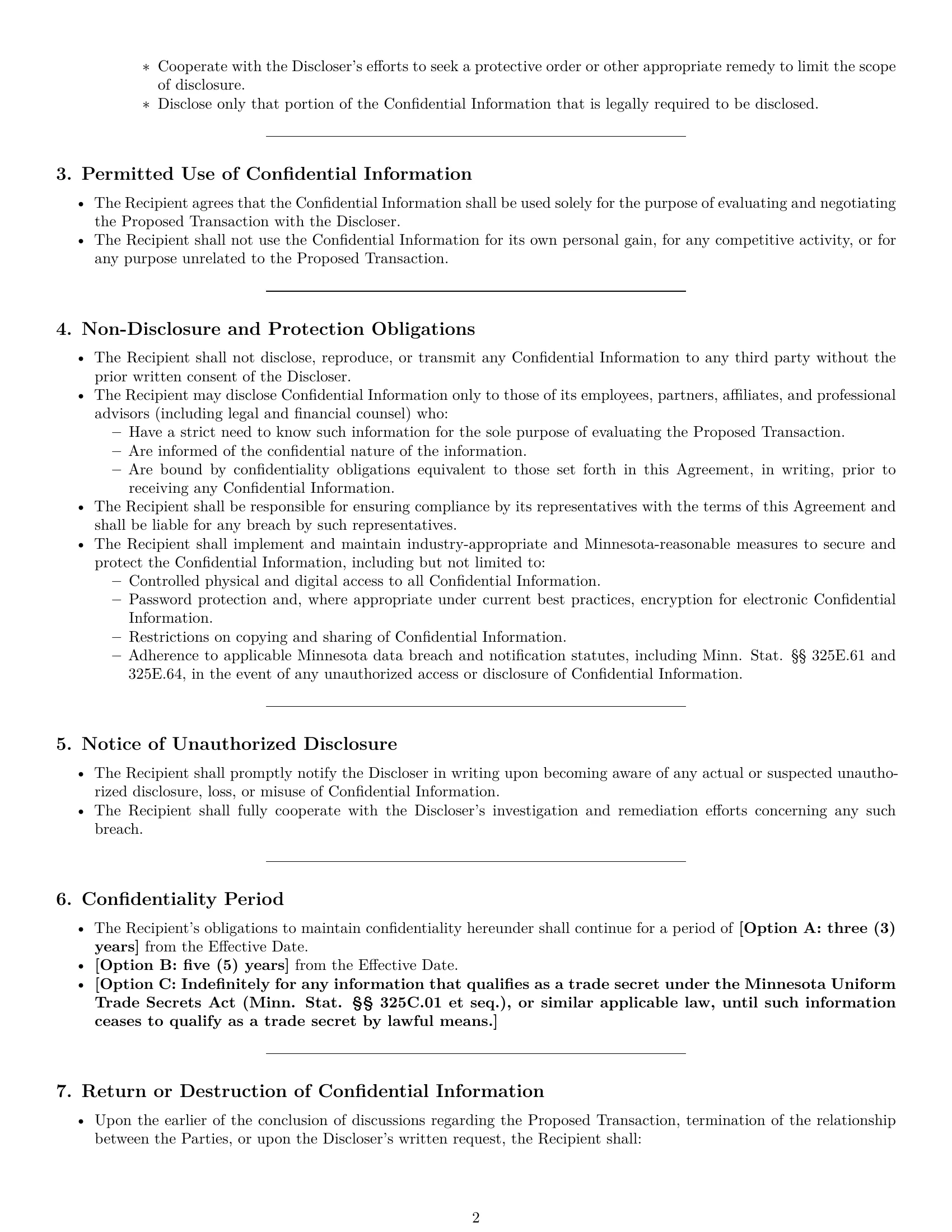 Preview page 2 of Pro Minnesota investor nda template