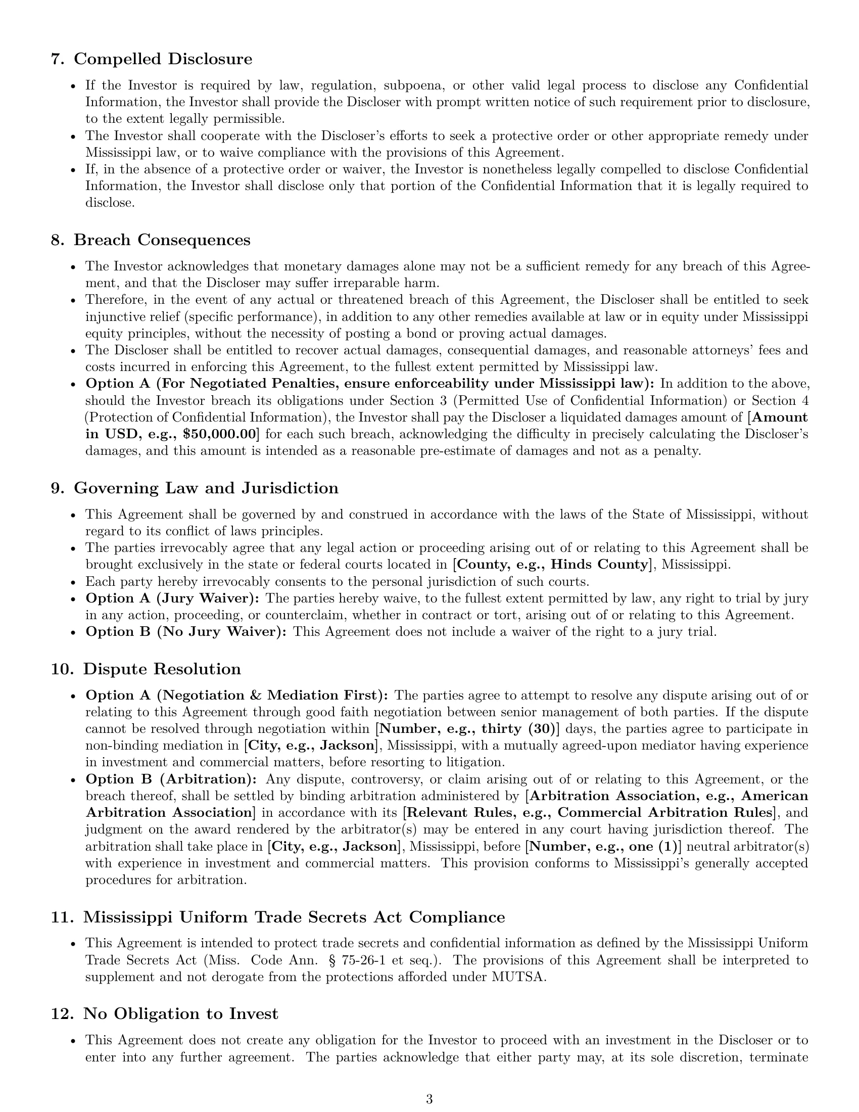 Preview page 3 of Pro Mississippi investor nda template