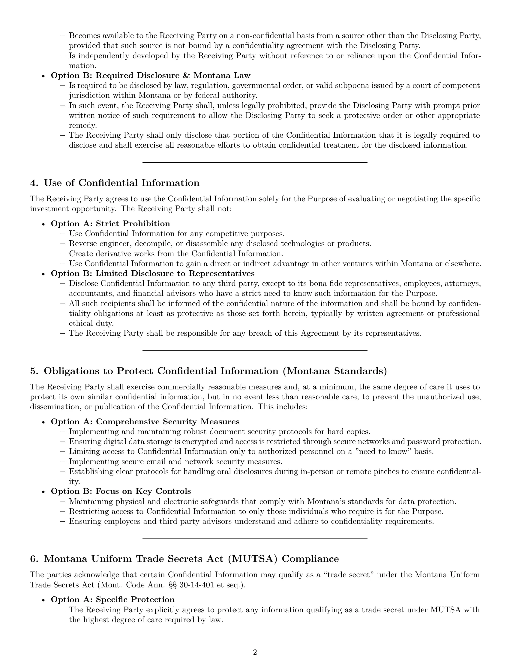 Preview page 2 of Pro Montana investor nda template
