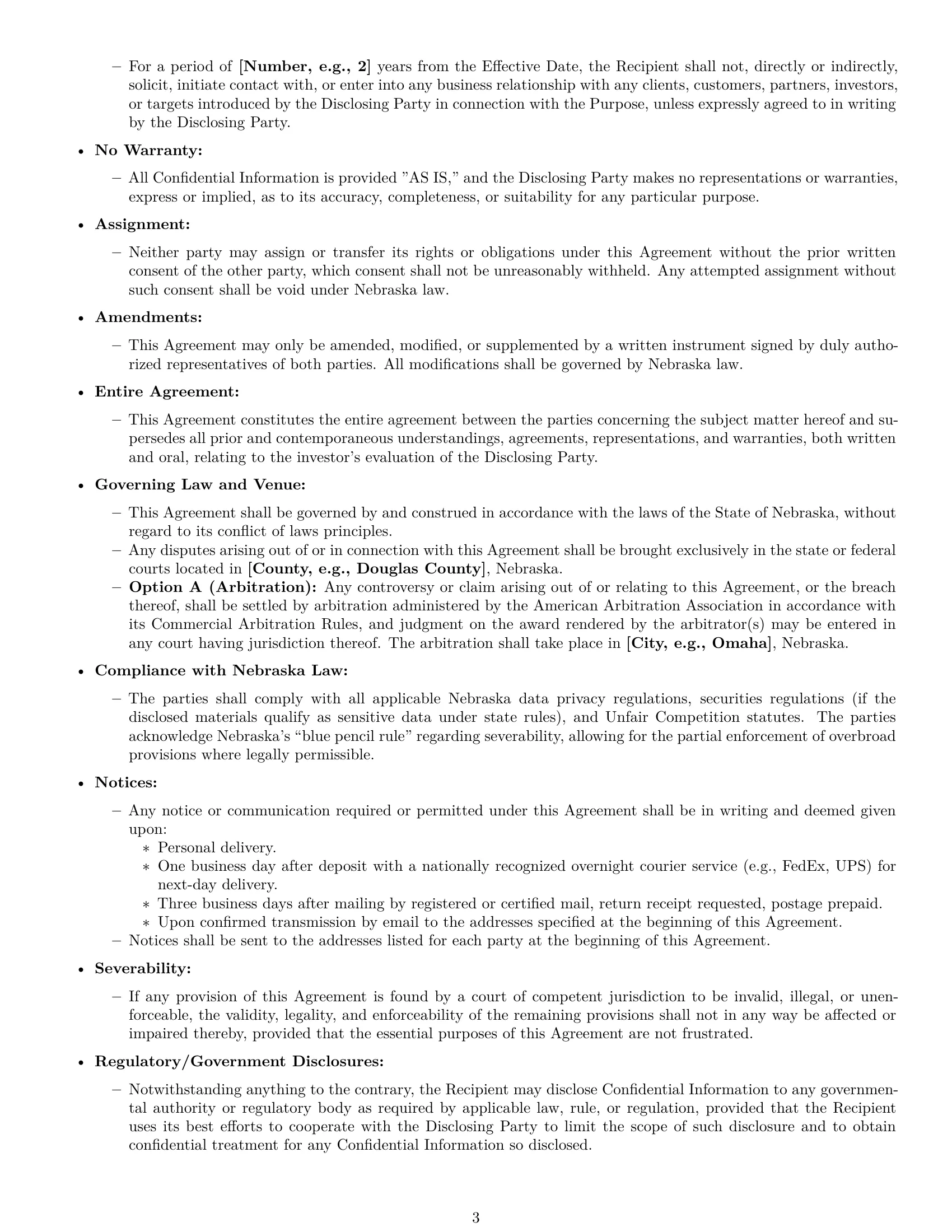 Preview page 3 of Pro Nebraska investor nda template