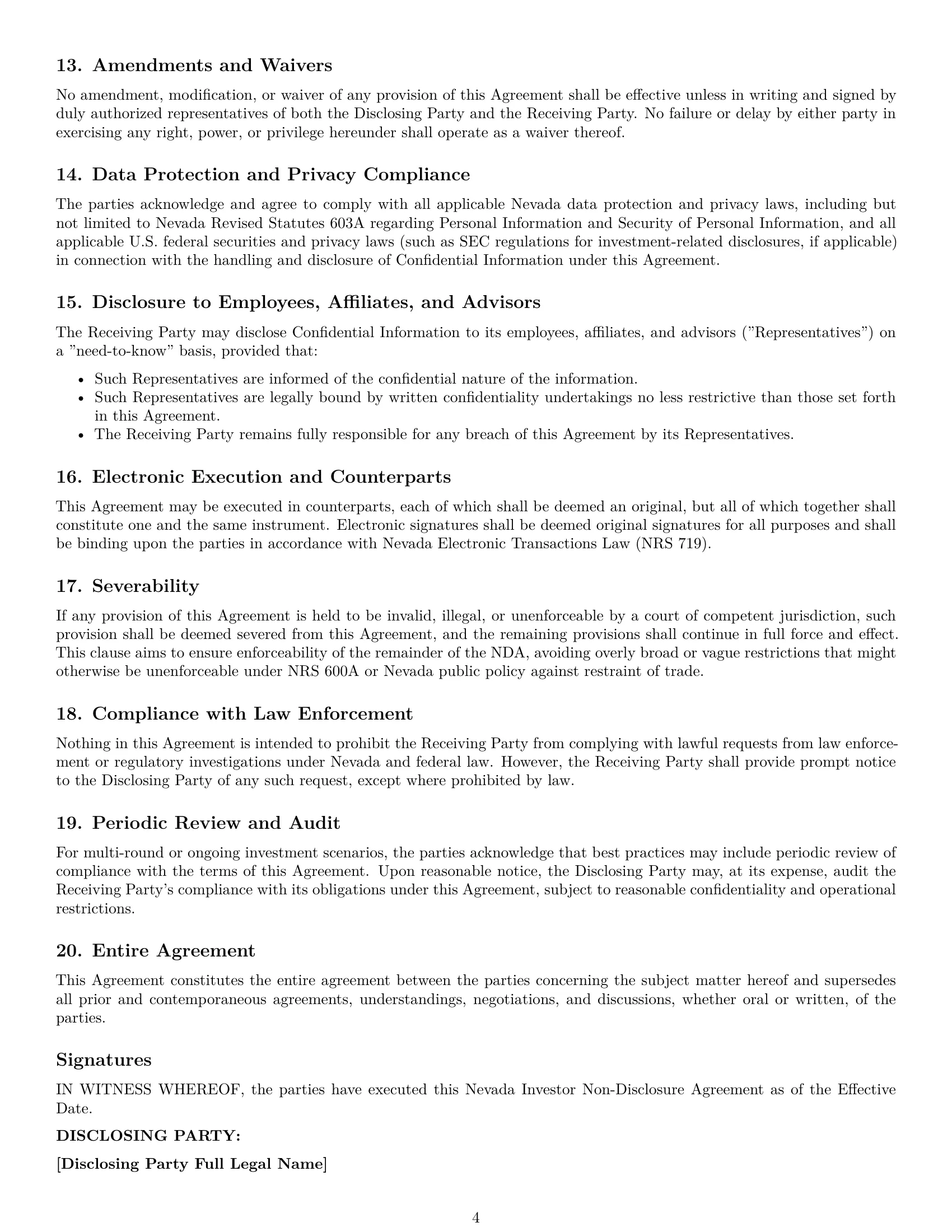 Preview page 4 of Pro Nevada investor nda template