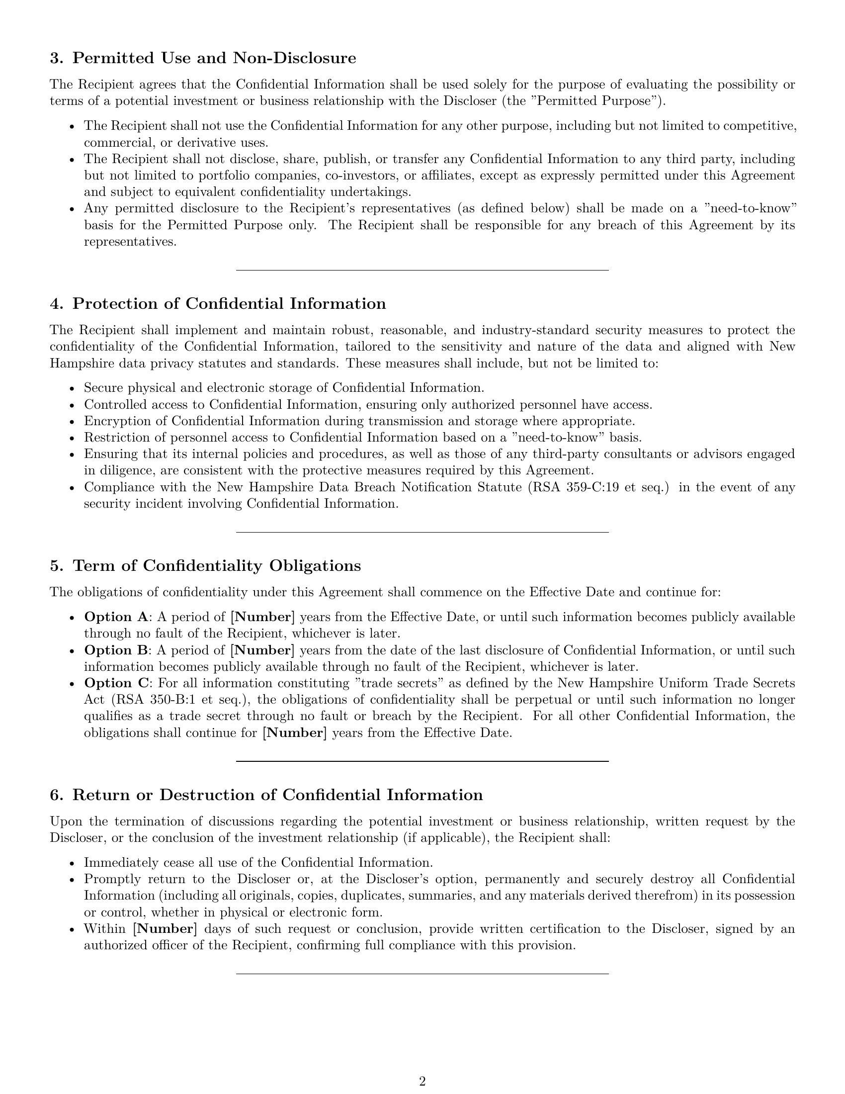 Preview page 2 of Pro New Hampshire investor nda template