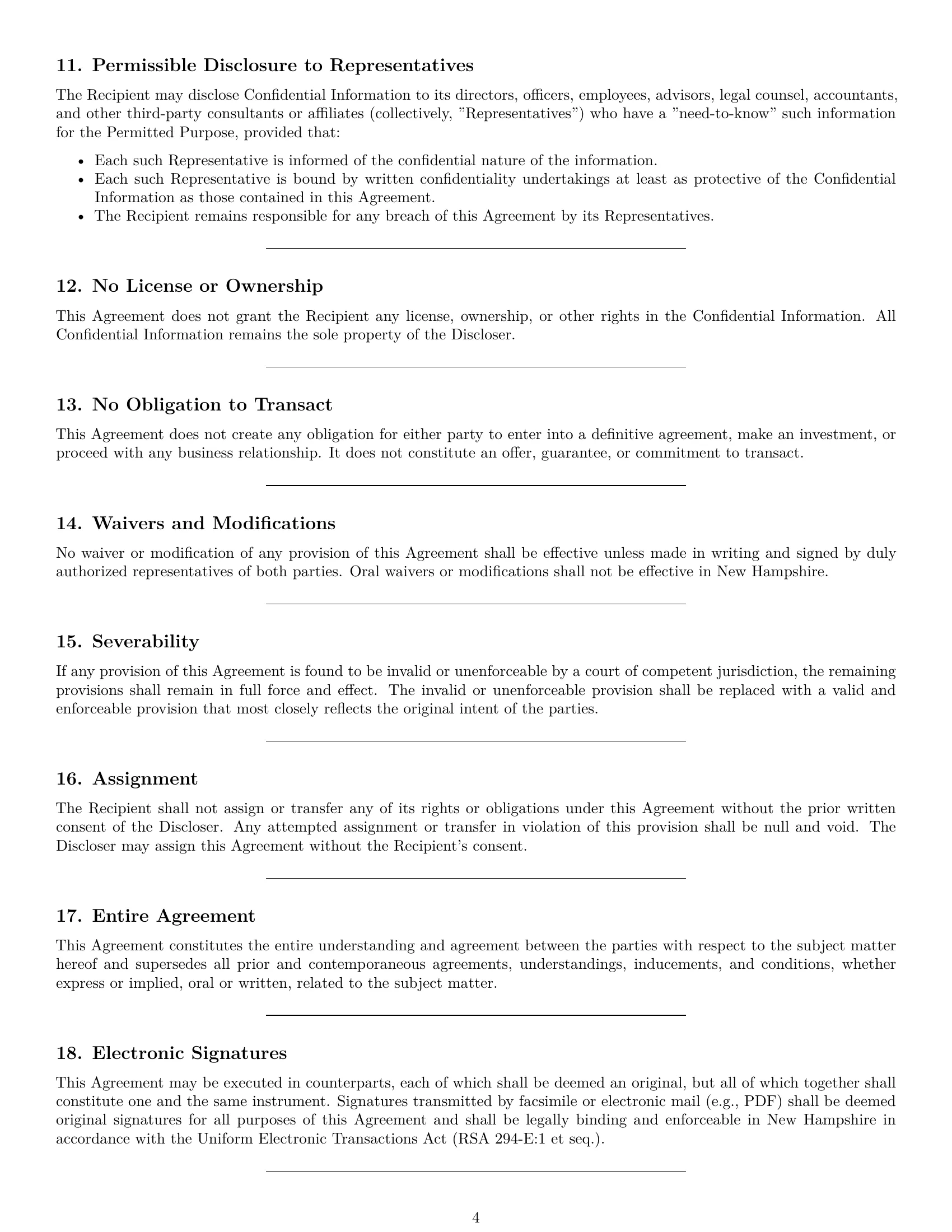Preview page 4 of Pro New Hampshire investor nda template