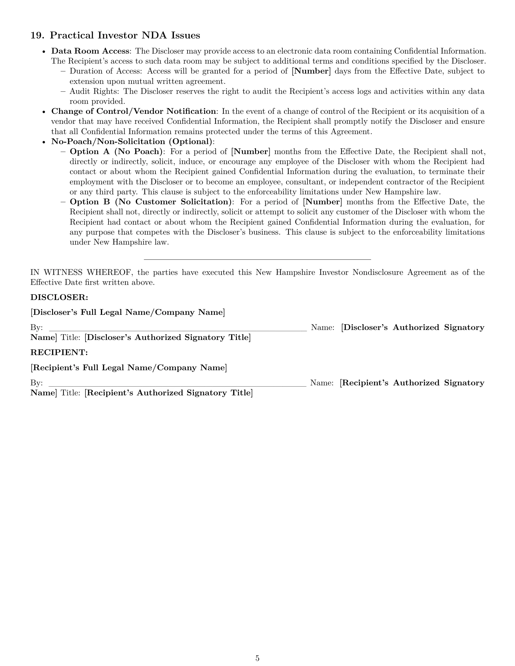 Preview page 5 of Pro New Hampshire investor nda template