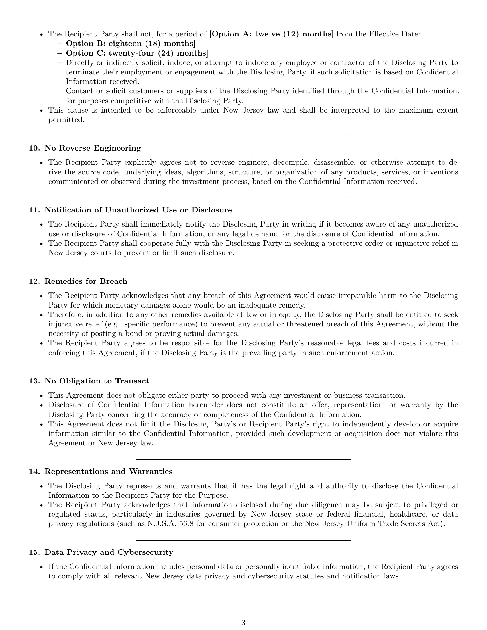 Preview page 3 of Pro New Jersey investor nda template