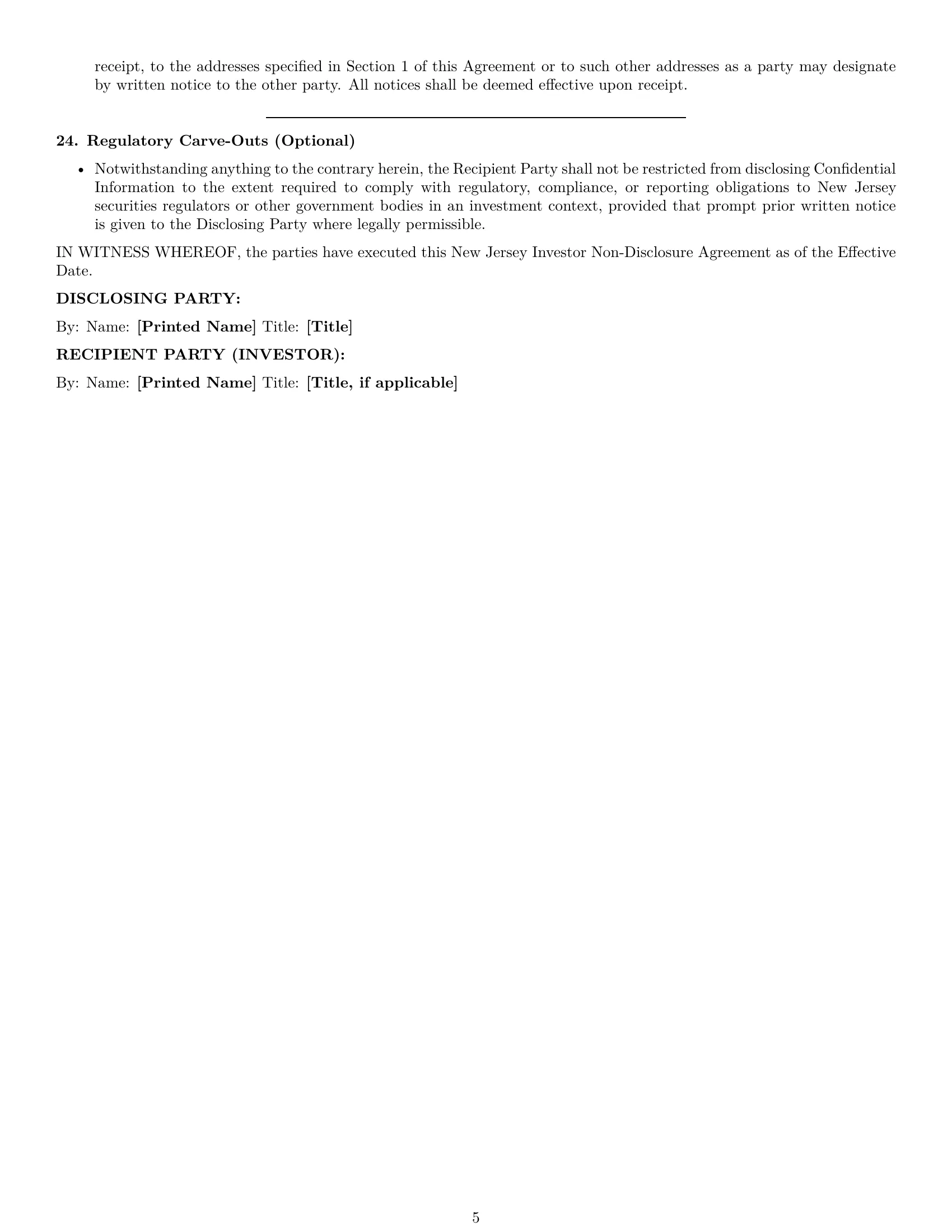 Preview page 5 of Pro New Jersey investor nda template