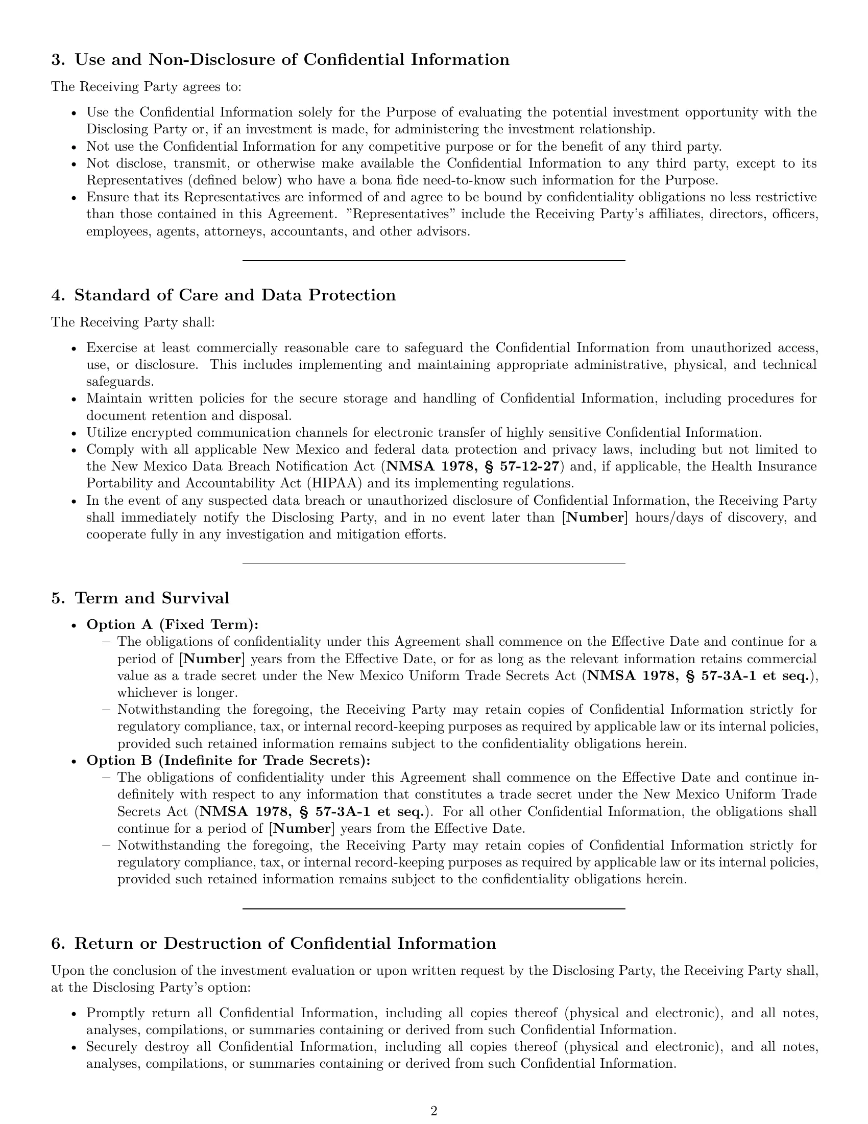 Preview page 2 of Pro New Mexico investor nda template
