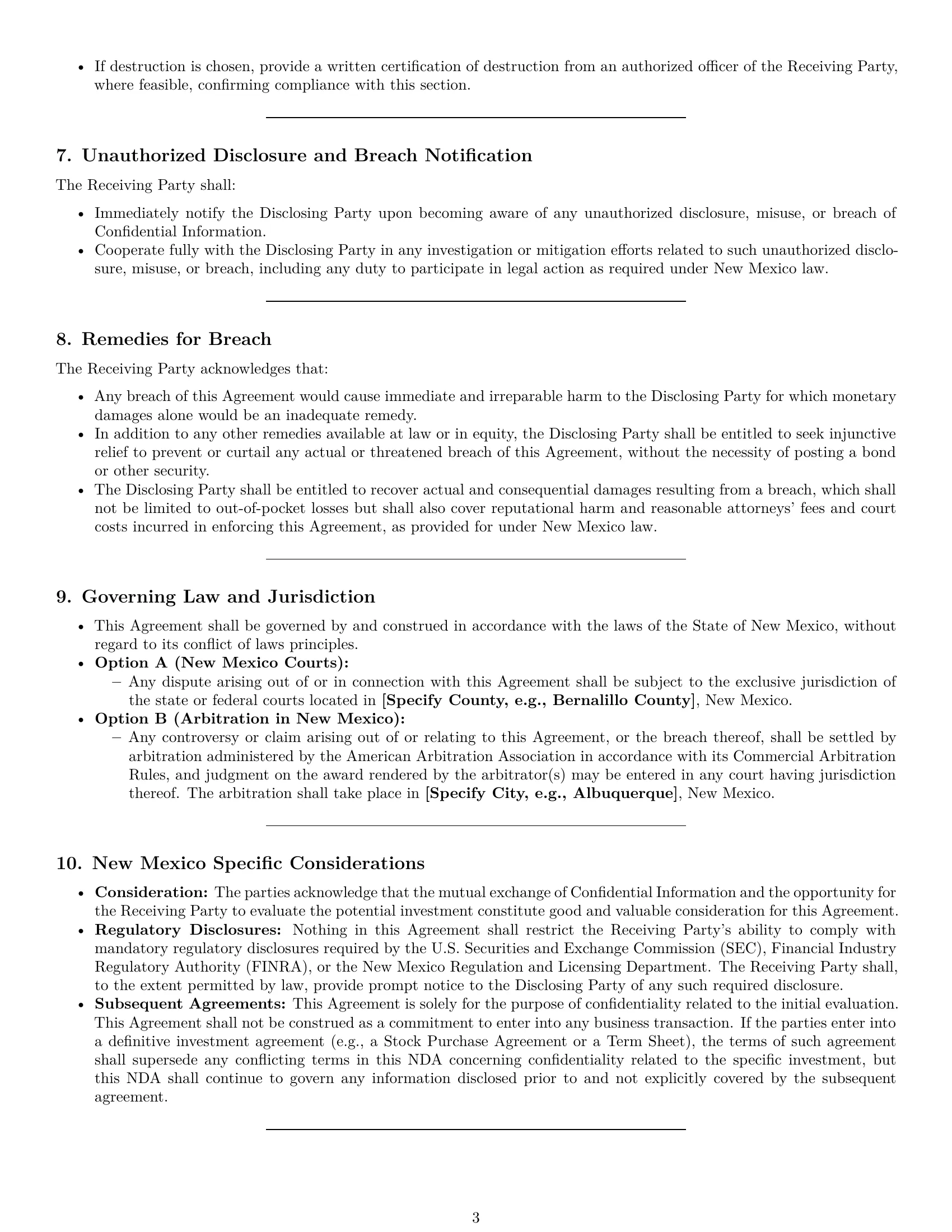 Preview page 3 of Pro New Mexico investor nda template
