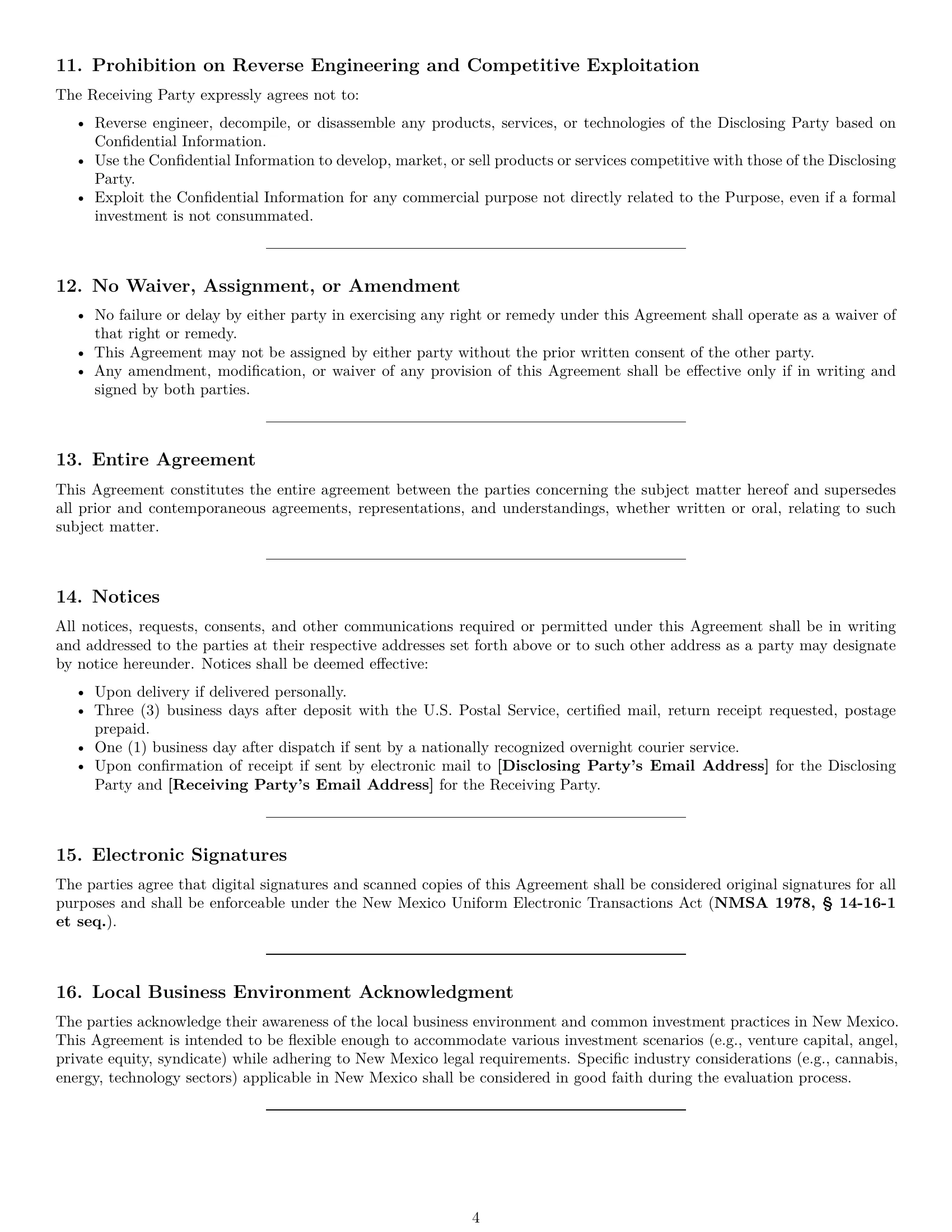 Preview page 4 of Pro New Mexico investor nda template
