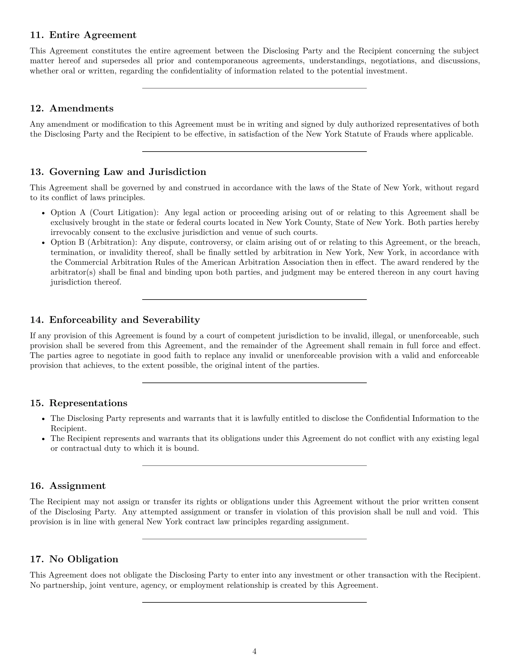 Preview page 4 of Pro New York investor nda template