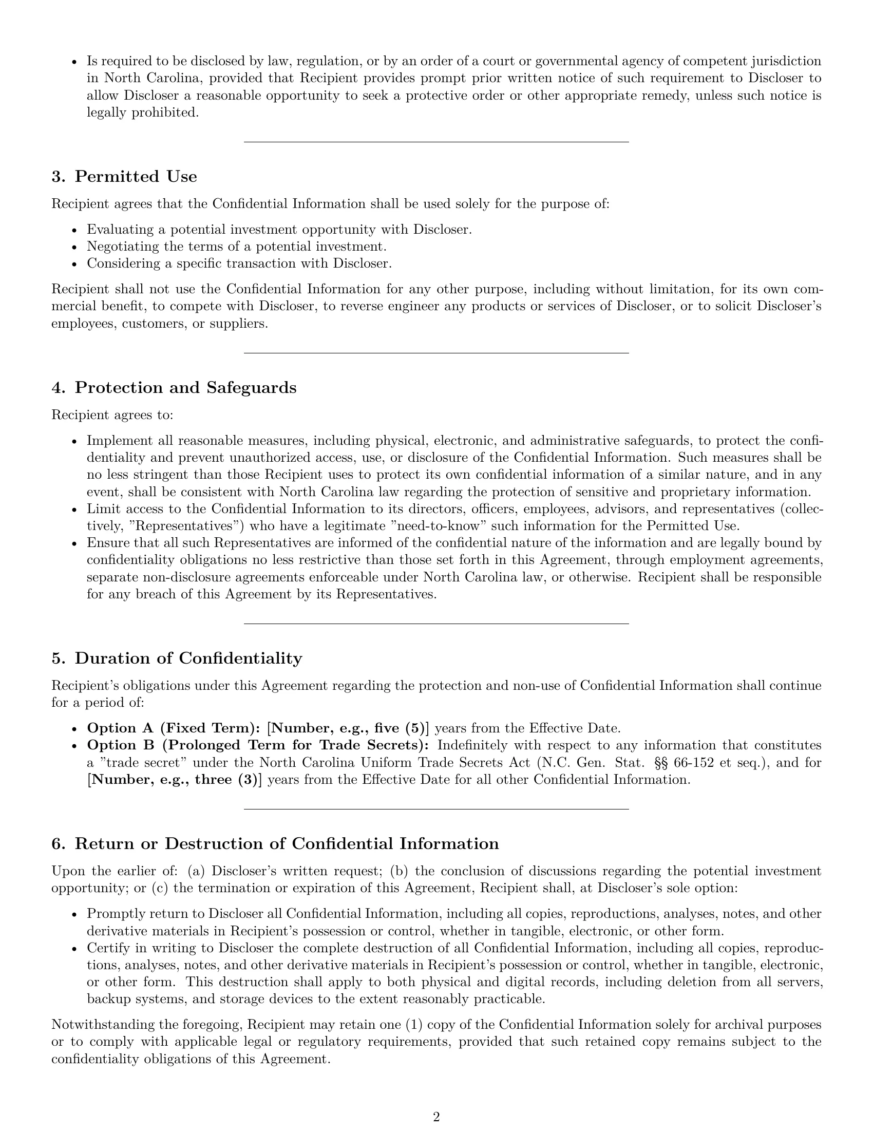 Preview page 2 of Pro North Carolina investor nda template