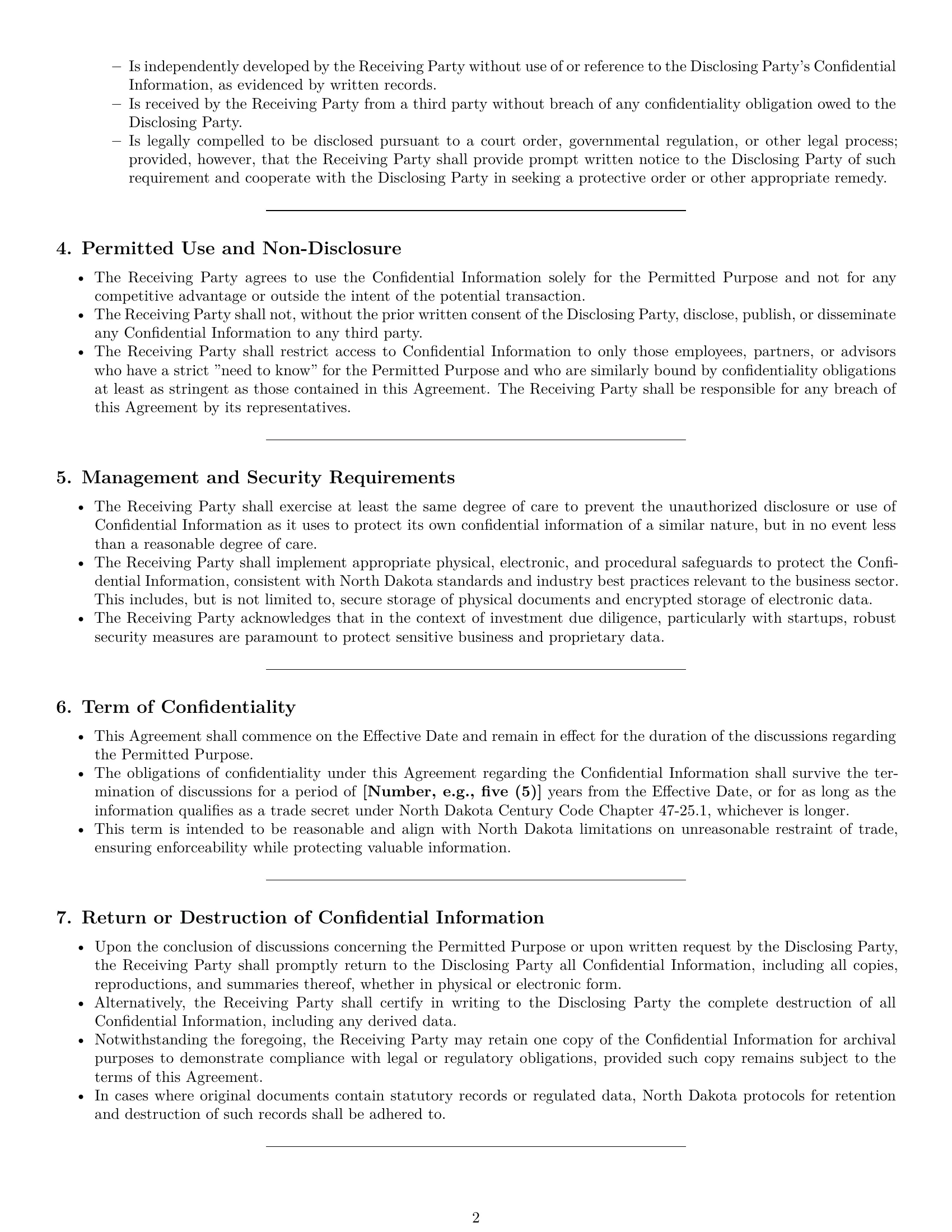 Preview page 2 of Pro North Dakota investor nda template