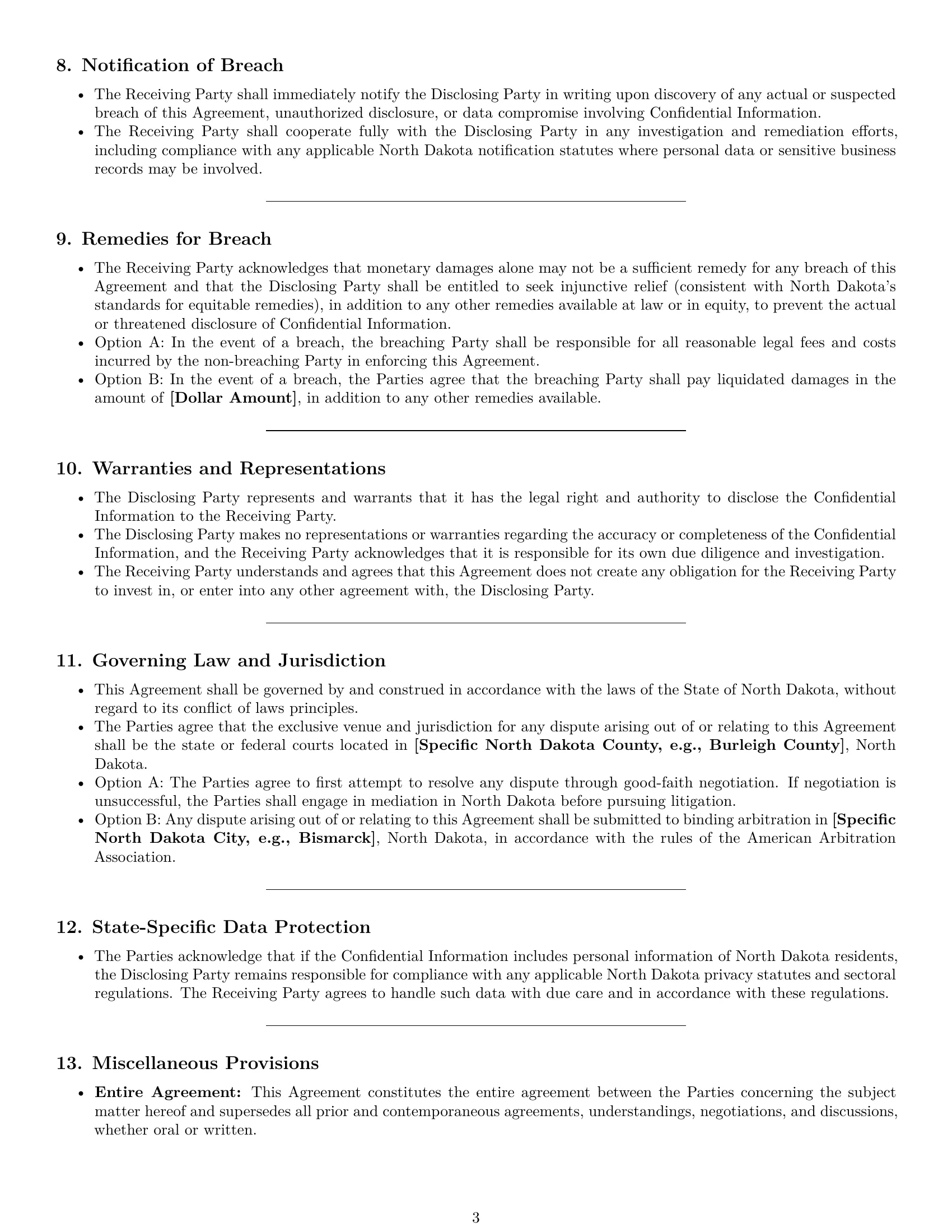 Preview page 3 of Pro North Dakota investor nda template